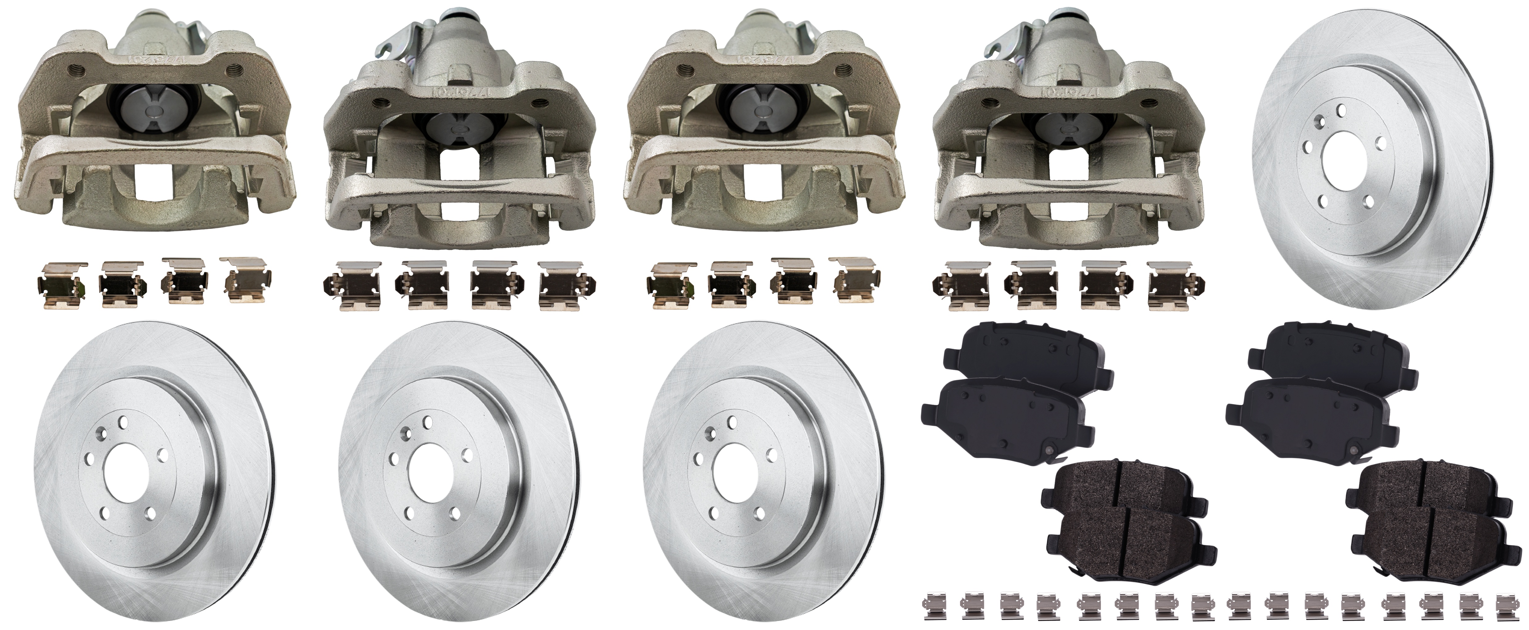 AM TAURUS 13-19 REAR BRAKE KIT WITH CALIPERS 2 Wheel Set Includes 2 Brake Caliper 2 Brake Disc and 1 Brake Pad Set Plain Surface 5 Lugs Cast Iron Semi Metallic SKU KIT 121424-62 OEM 42285-54189-54190-680983-85030
