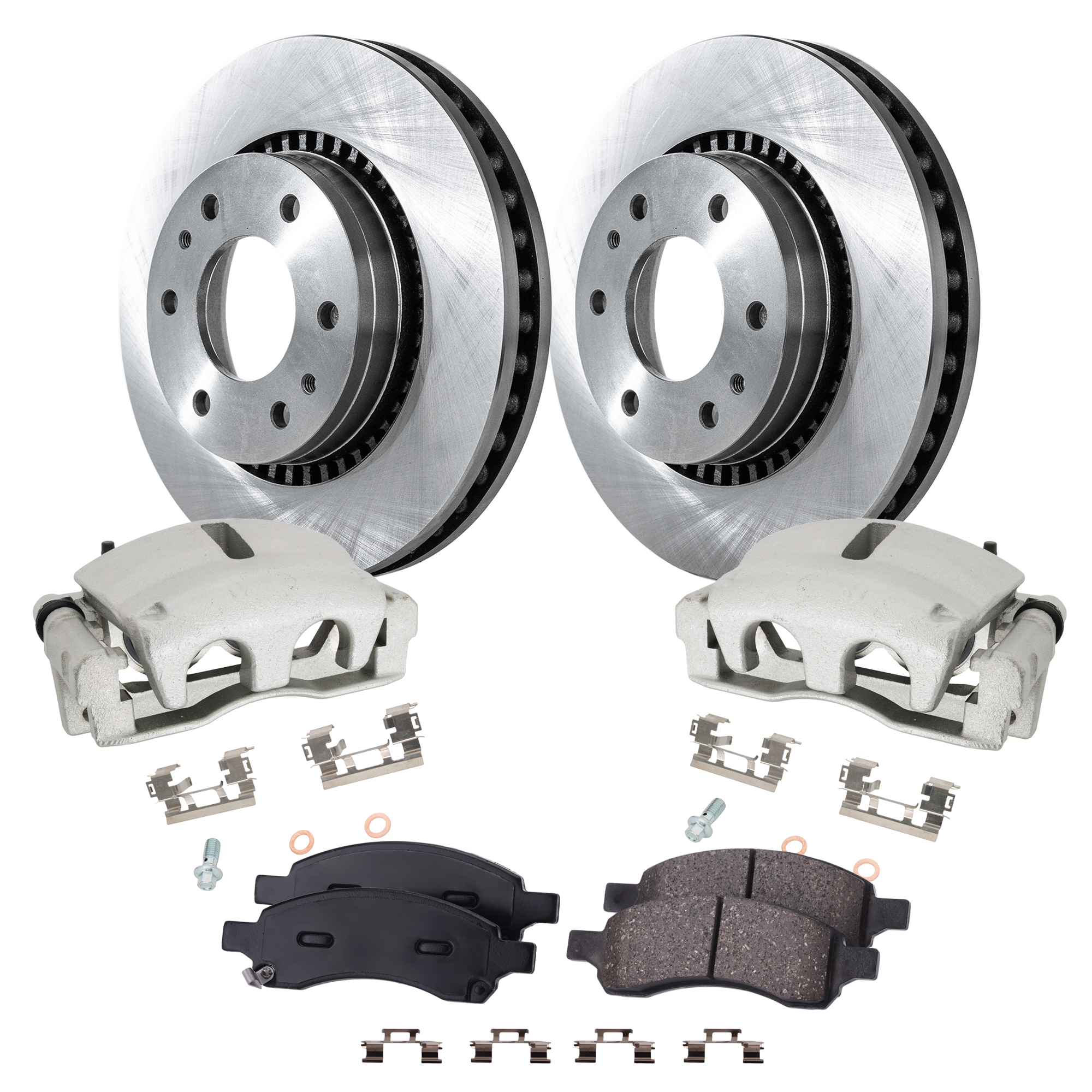 AM ASCENDER 07-08 FRONT BRAKE KIT WITH CALIPERS 2 Wheel Set Includes 2 Brake Caliper 2 Brake Disc and 1 Brake Pad Set Plain Surface 6 Lugs Cast Iron Ceramic SKU KIT 121424-64 OEM 21998532-1854675-8219985320-25