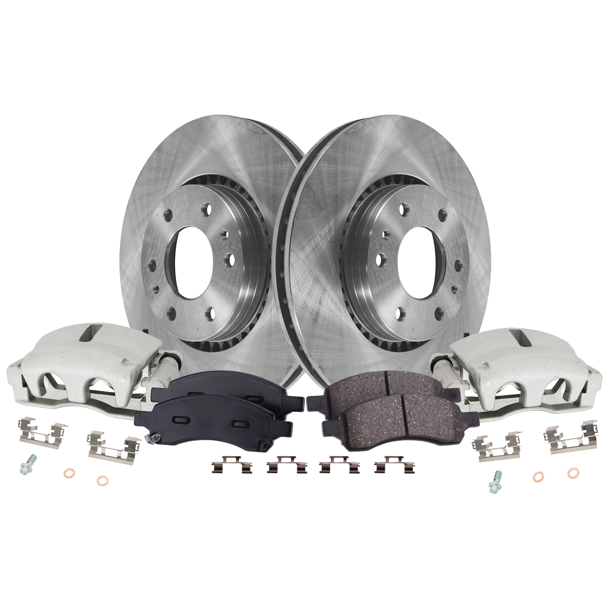 AM ENVOY 06-09 TRAILBLAZER 06-08 FRONT BRAKE KIT WITH CALIPERS 2 Wheel Set Includes 2 Brake Caliper 2 Brake Disc and 1 Brake Pad Set Plain Surface 6 Lugs Cast Iron Ceramic SKU KIT 121424-67 OEM 18060665-25826103-19178358-819