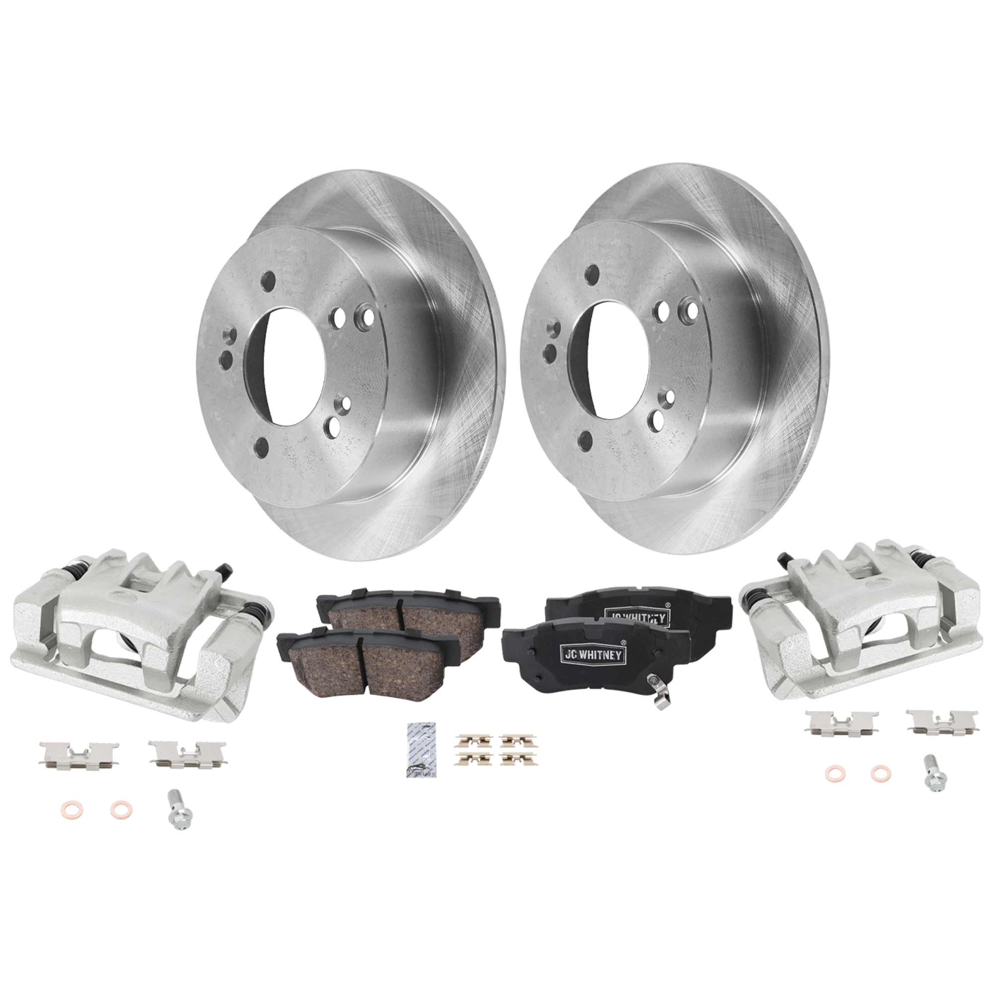 AM OPTIMA 06-10 SPORTAGE 05-10 REAR BRAKE KIT WITH CALIPERS 2 Wheel Set Includes 2 Brake Caliper 2 Brake Disc and 1 Brake Pad Set Plain Surface 5 Lugs Ceramic SKU KIT 121424-88 OEM 5841139600-584110A000-584110R0