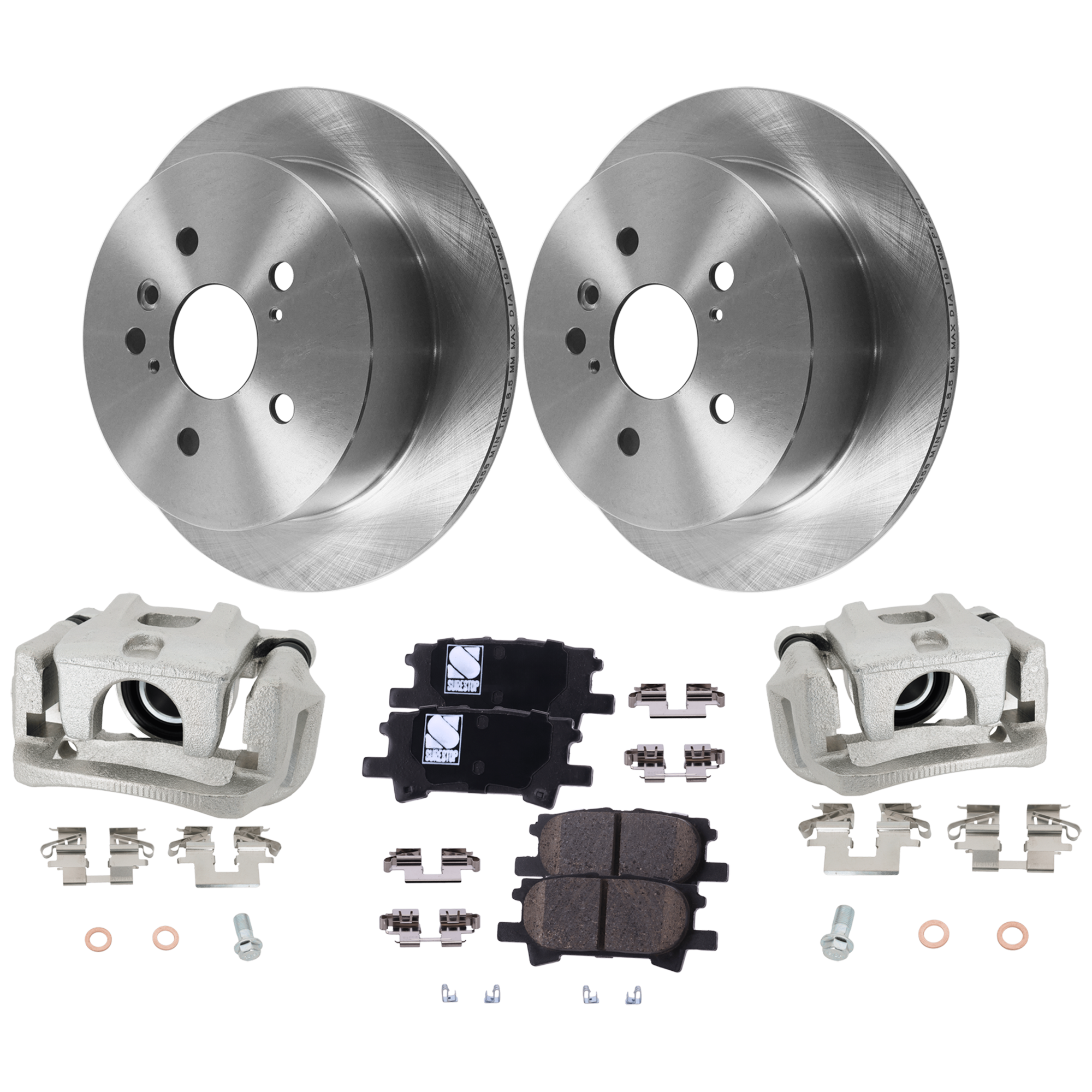AM RX330-04-06 RX350-07-09 REAR BRAKE KIT WITH CALIPERS 2 Wheel Set Includes 2 Brake Caliper 2 Brake Disc and 1 Brake Pad Set Plain Surface 5 Lugs Cast Iron Ceramic SKU KIT 121424-91 OEM 478500E010-4785048050-478300E0