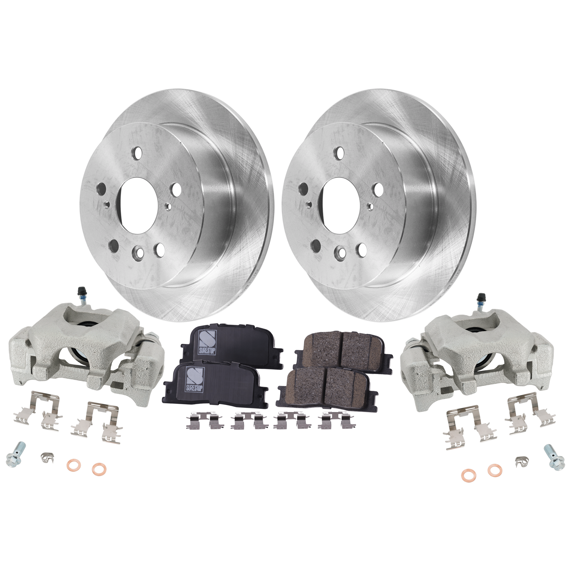 AM ES300-02-03 ES330-04-06 REAR BRAKE KIT WITH CALIPERS 2 Wheel Set Includes 2 Brake Caliper 2 Brake Disc and 1 Brake Pad Set Plain Surface 5 Lugs Cast Iron Ceramic SKU KIT 121424-95 OEM 4243133100-4243106050-42431060
