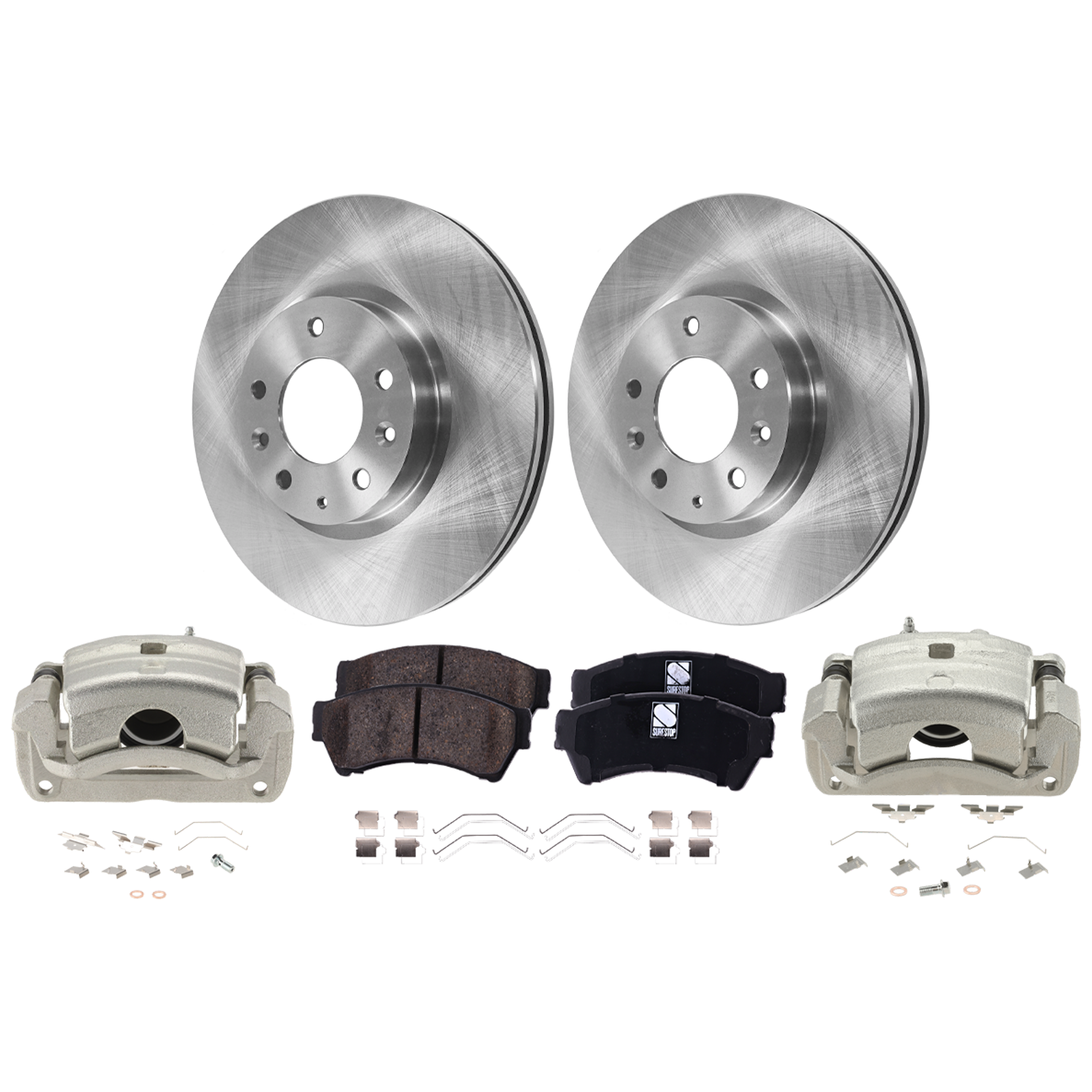 AM FUSION 06-12 MAZDA 6-08-13 FRONT BRAKE KIT WITH CALIPERS 2 Wheel Set Includes 2 Brake Caliper 2 Brake Disc and 1 Brake Pad Set Plain Surface 5 Lugs Cast Iron Ceramic SKU KIT 121424-97 OEM 6E5Z1125AA GP7Y3325XB 9E5Z1125