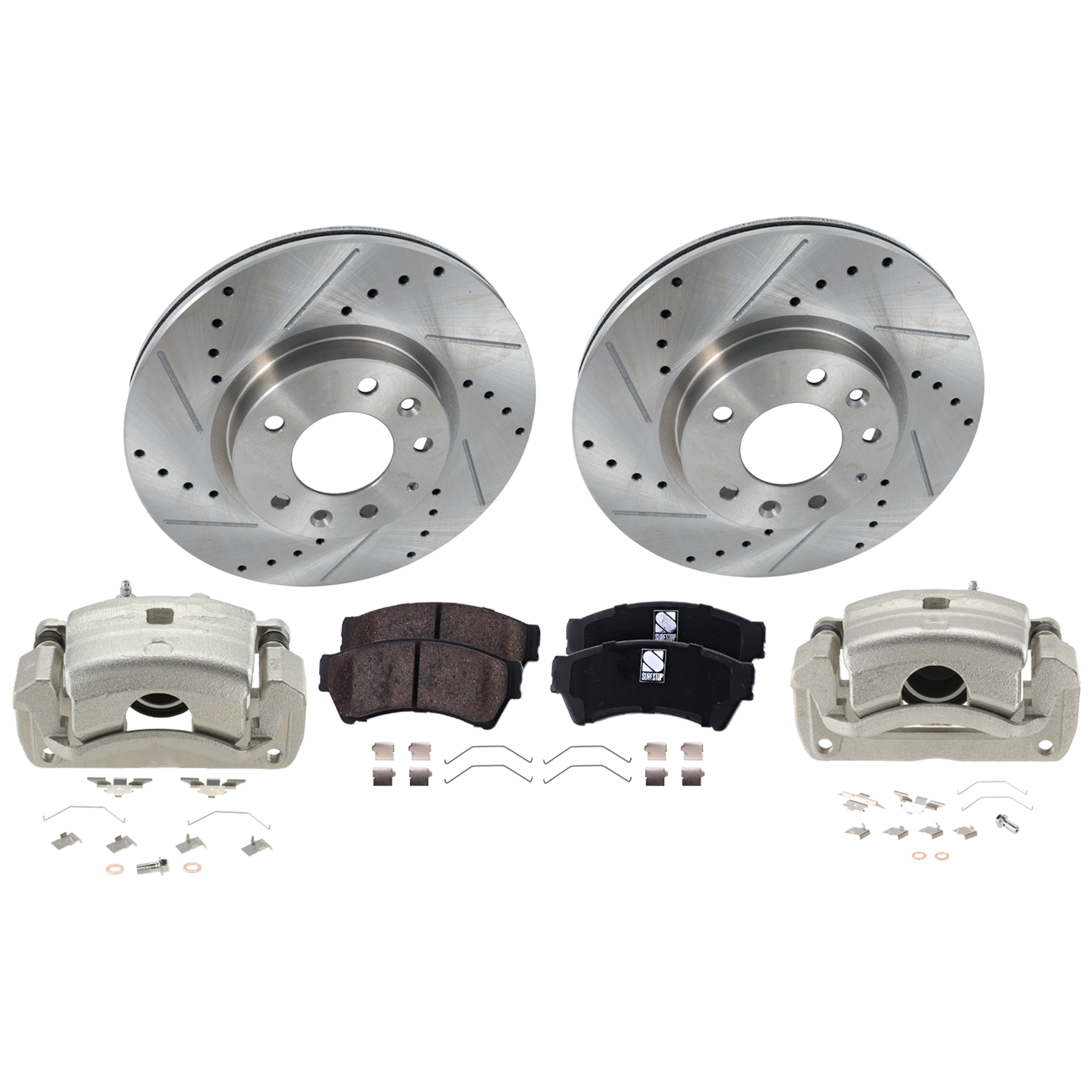 AM FUSION 06-12 MAZDA 6-08-13 FRONT BRAKE KIT WITH CALIPERS 2 Wheel Set Includes 2 Brake Caliper 2 Brake Disc and 1 Brake Pad Set Cross drilled and Slotted 5 Lugs Ceramic SKU KIT 121424-98 OEM 42151-54142-145668-492745-6804