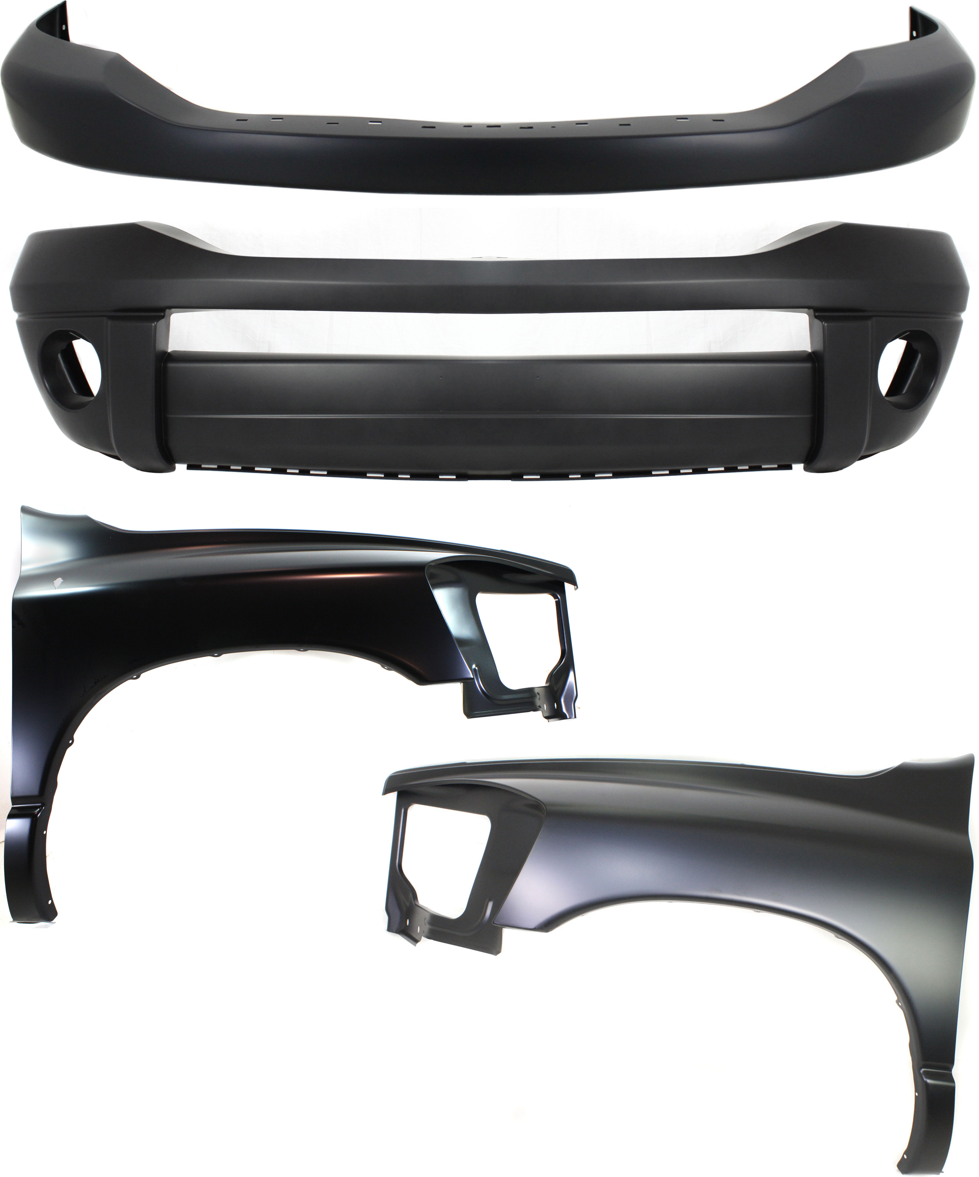 AM DODGE FULL SIZE VAN 06-09 FRONT BUMPER COVER 4 pc Kit with Fenders CAPA SKU KIT 121717-103 Partslink CH1000873C CH1014100C CH1240255C CH1241255C OEM 55276986AB 55276987AB 68001349