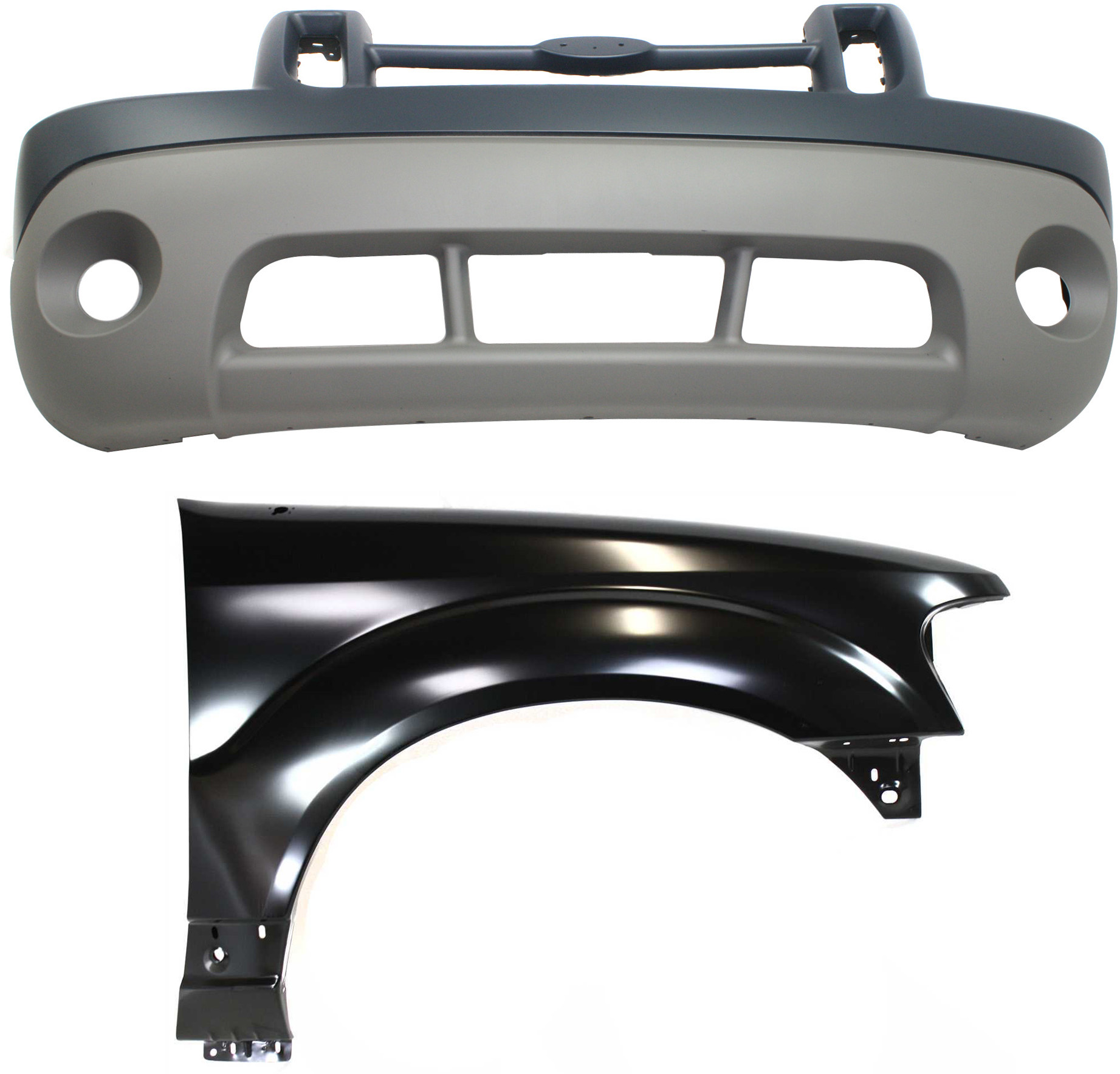 AM EXPLORER SPORT 01-02 EXPLORER SPORT TRAC 01-03 FRONT BUMPER COVER Primed 2 pc Kit with Fender SKU KIT 121717-119 Partslink FO1000463 FO1241209 OEM 1L5Z17D957GAA 1L5Z16005AA