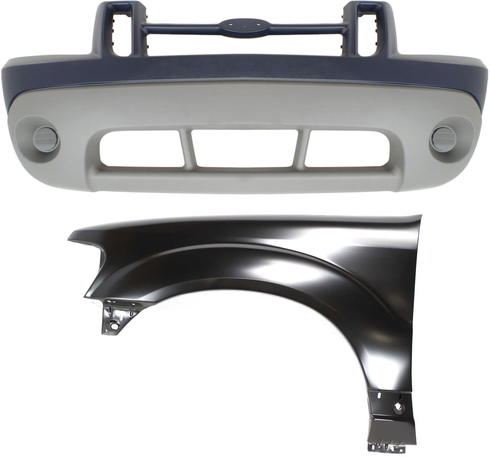 AM EXPLORER SPORT 01-02 EXPLORER SPORT TRAC 01-03 FRONT BUMPER COVER Primed 2 pc Kit with Fender SKU KIT 121717-120 Partslink FO1000462 FO1240209 OEM 1L5Z17D957FAA 1L5Z16006AA