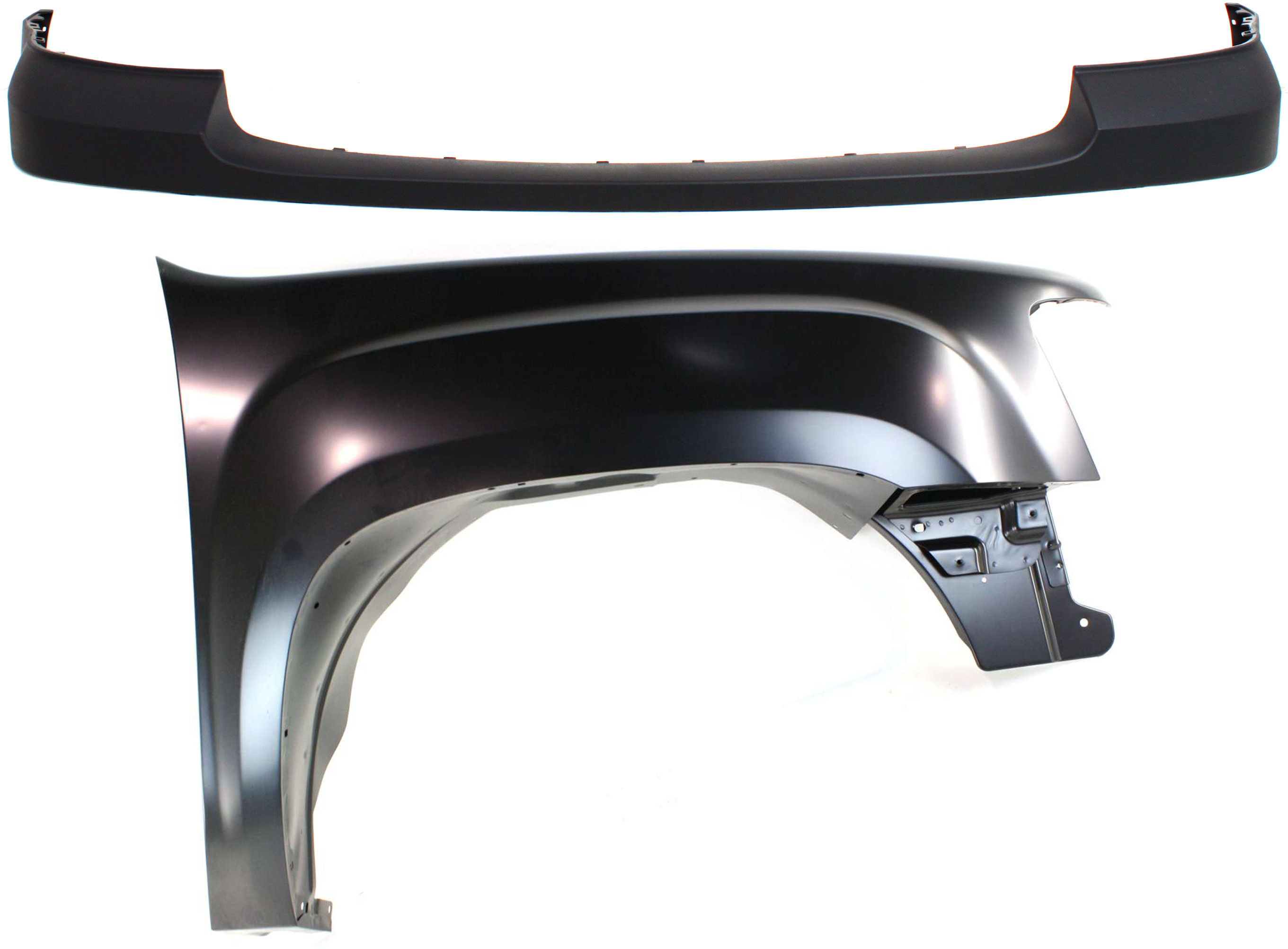 AM SIERRA 1500-07-13 FRONT FENDER RH 2 pc kit with Bumper Cover SKU KIT 121717-122 Partslink GM1241342 GM1014103 OEM 22977472-25783617