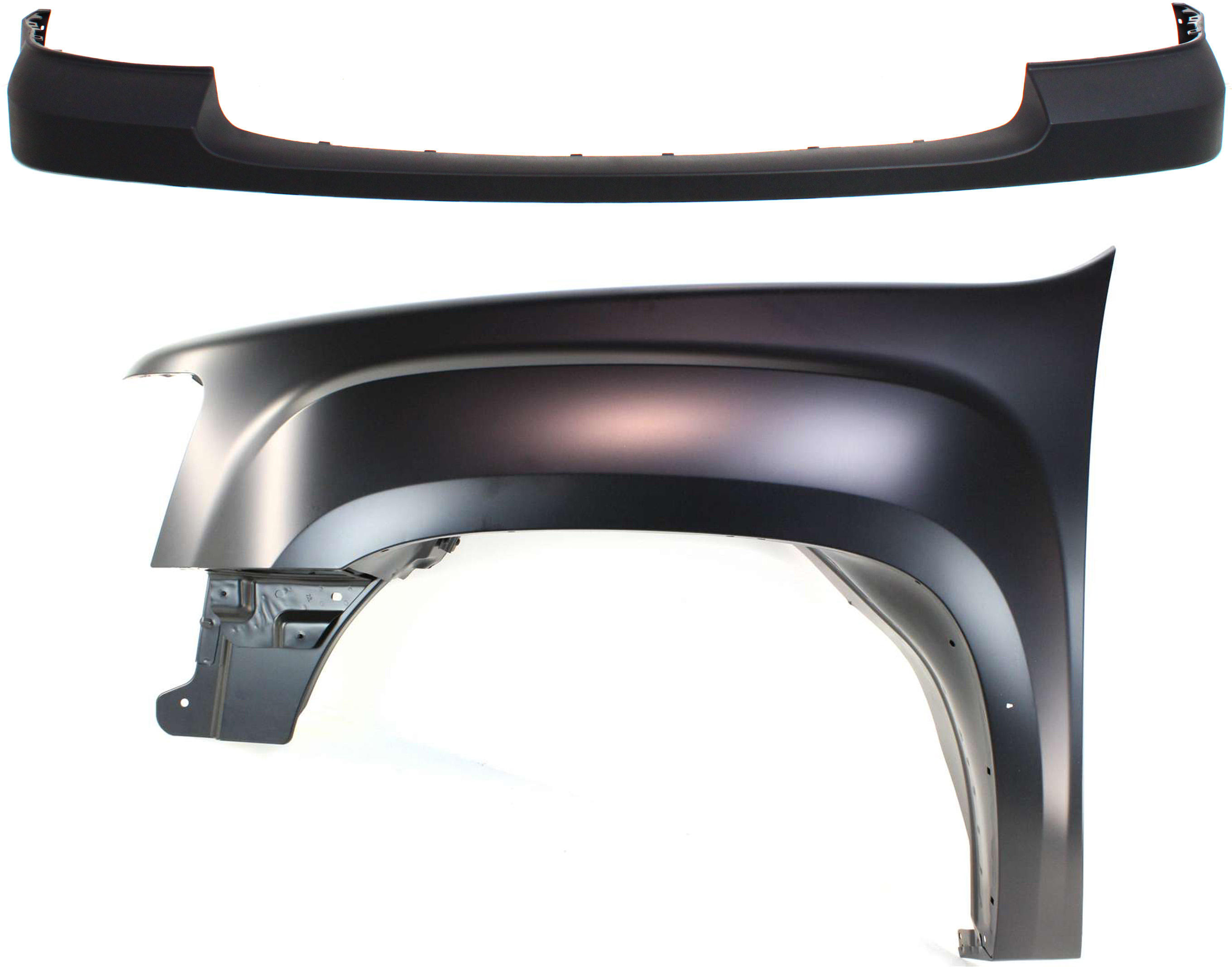 AM SIERRA 1500-07-13 FRONT FENDER LH 2 pc kit with Bumper Cover SKU KIT 121717-126 Partslink GM1240342 GM1014103 OEM 22977471-25783617