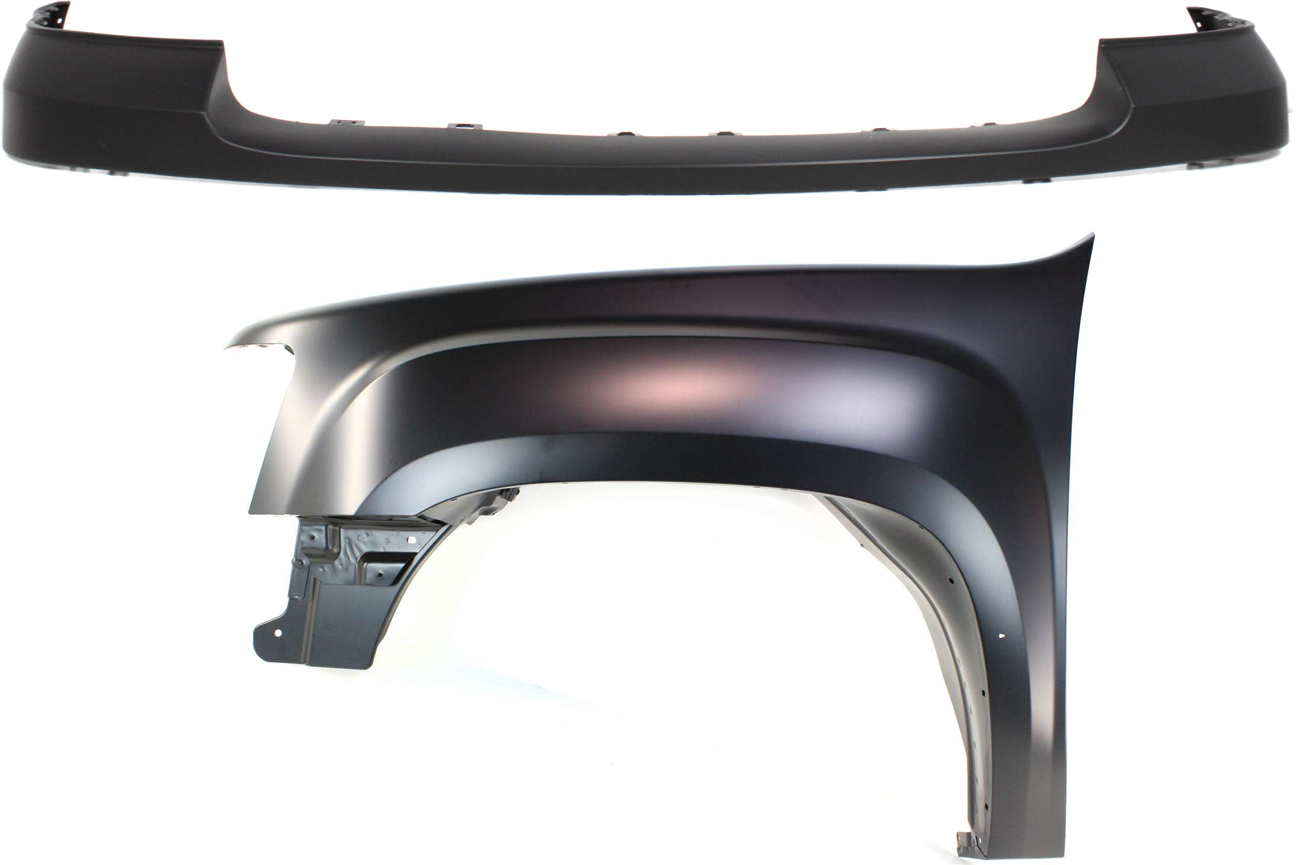 AM SIERRA 1500-07-13 FRONT FENDER LH 2 pc kit Primed with Bumper Cover CAPA SKU KIT 121717-131 Partslink GM1014102C GM1240342C OEM 22977471-25783584