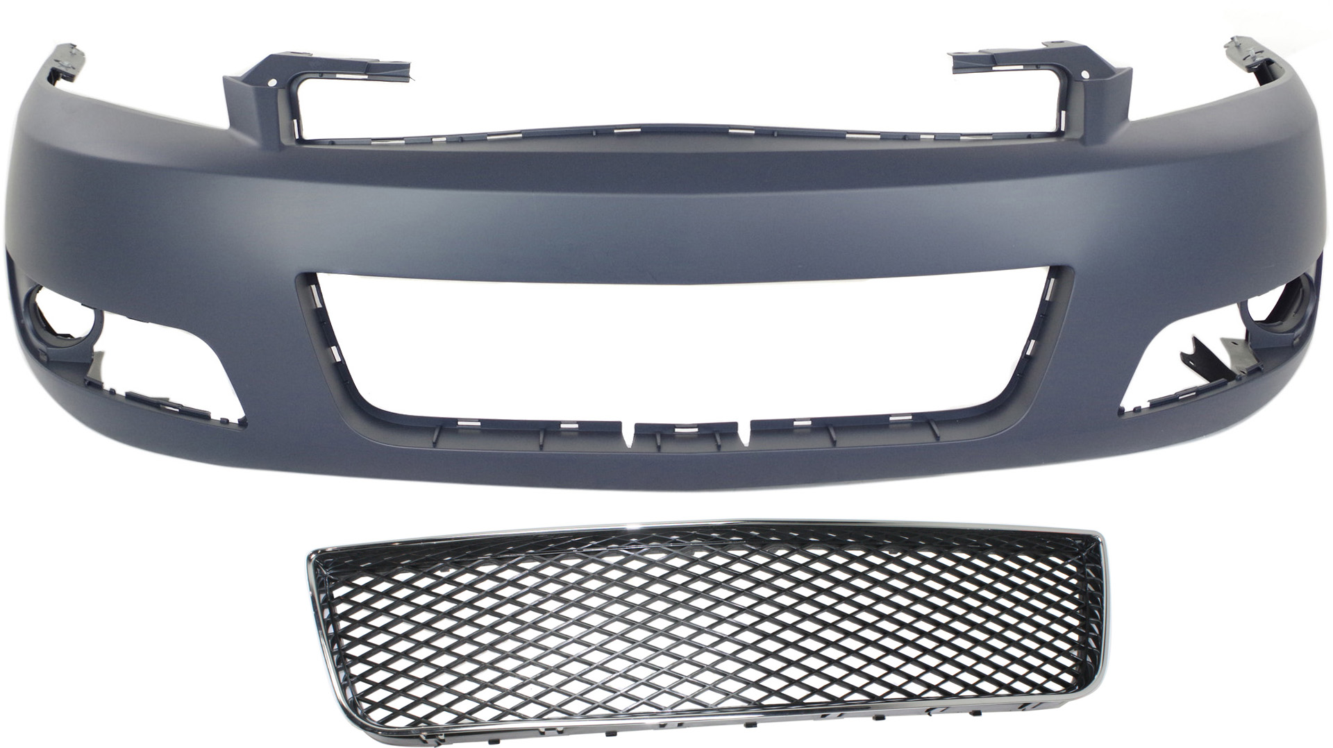AM IMPALA 06-13 IMPALA LIMITED 14-16 FRONT BUMPER COVER 2 pc Kit with Bumper Grille CAPA SKU KIT 121717-134 Partslink GM1000764C GM1036107C OEM 10333712-89025048