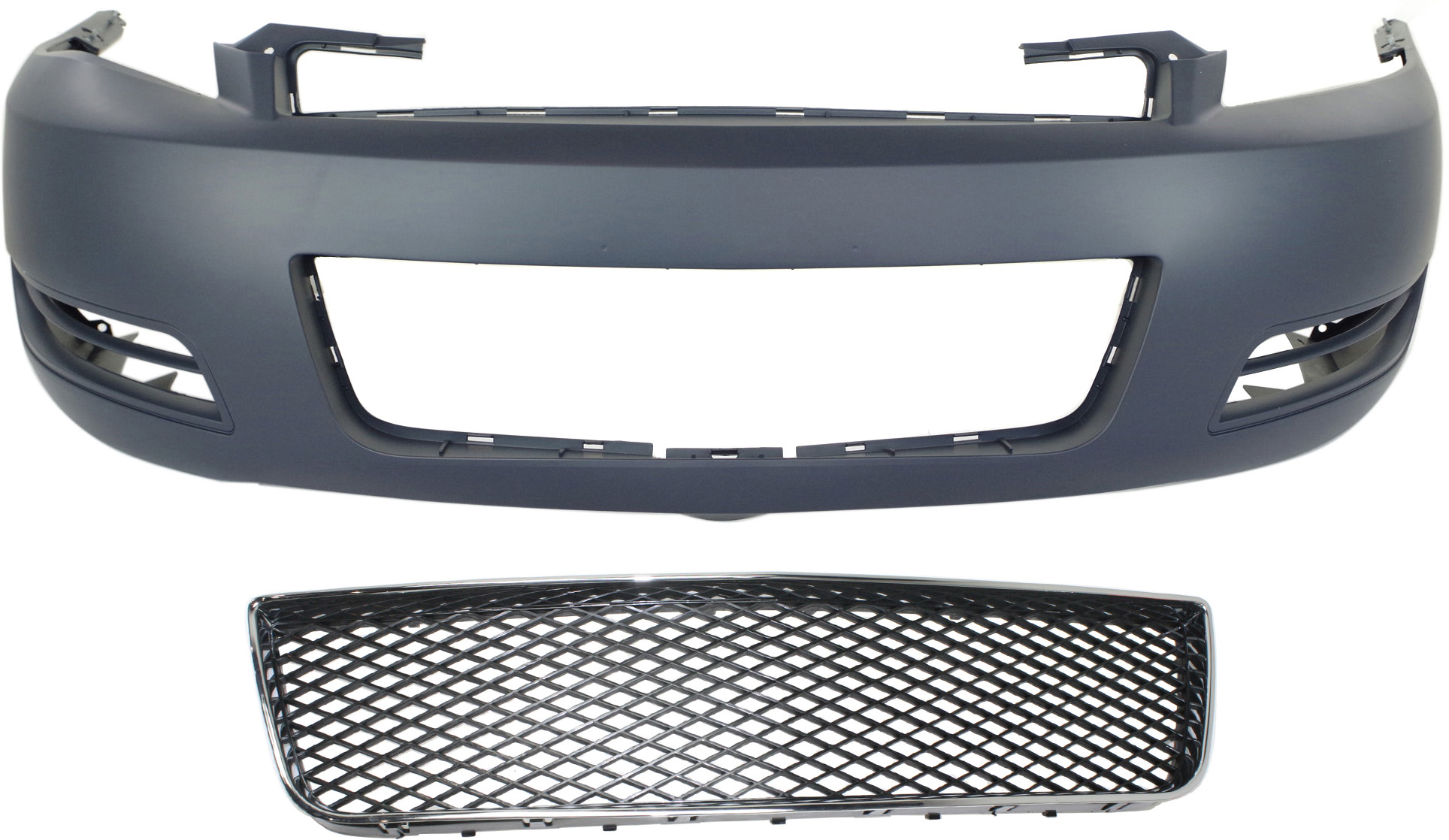 AM IMPALA 12-13 IMPALA LIMITED 14-15 FRONT BUMPER COVER Primed 2 pc Kit with Bumper Grille CAPA SKU KIT 121717-135 Partslink GM1000763C GM1036107C OEM 10333712-89025047