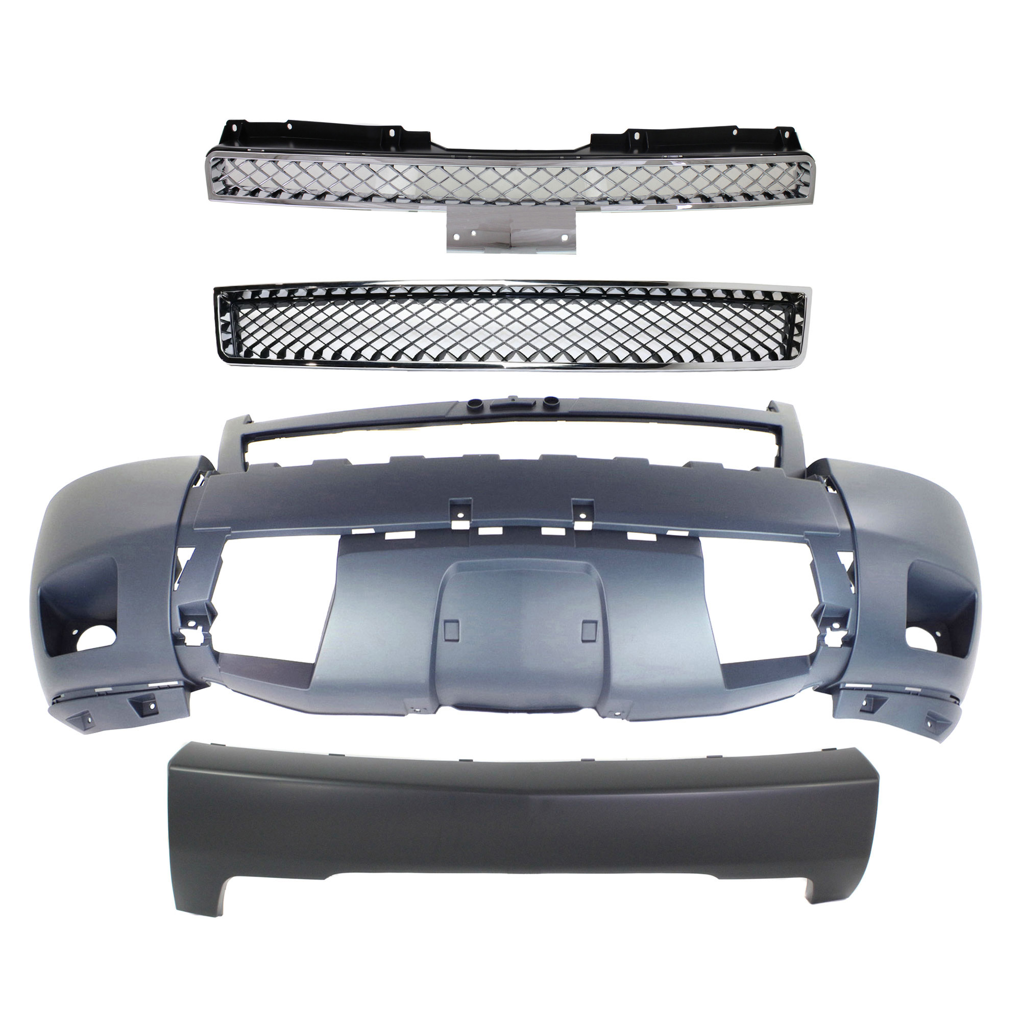 AM SUBURBAN 1500 TAHOE 07-14 FRONT BUMPER COVER Lower 4 pc kit with Bumper Grille and Grille SKU KIT 121717-138 Partslink GM1000830 GM1015113 GM1200553 GM1200590 OEM 22858370-25830185-15835084-228