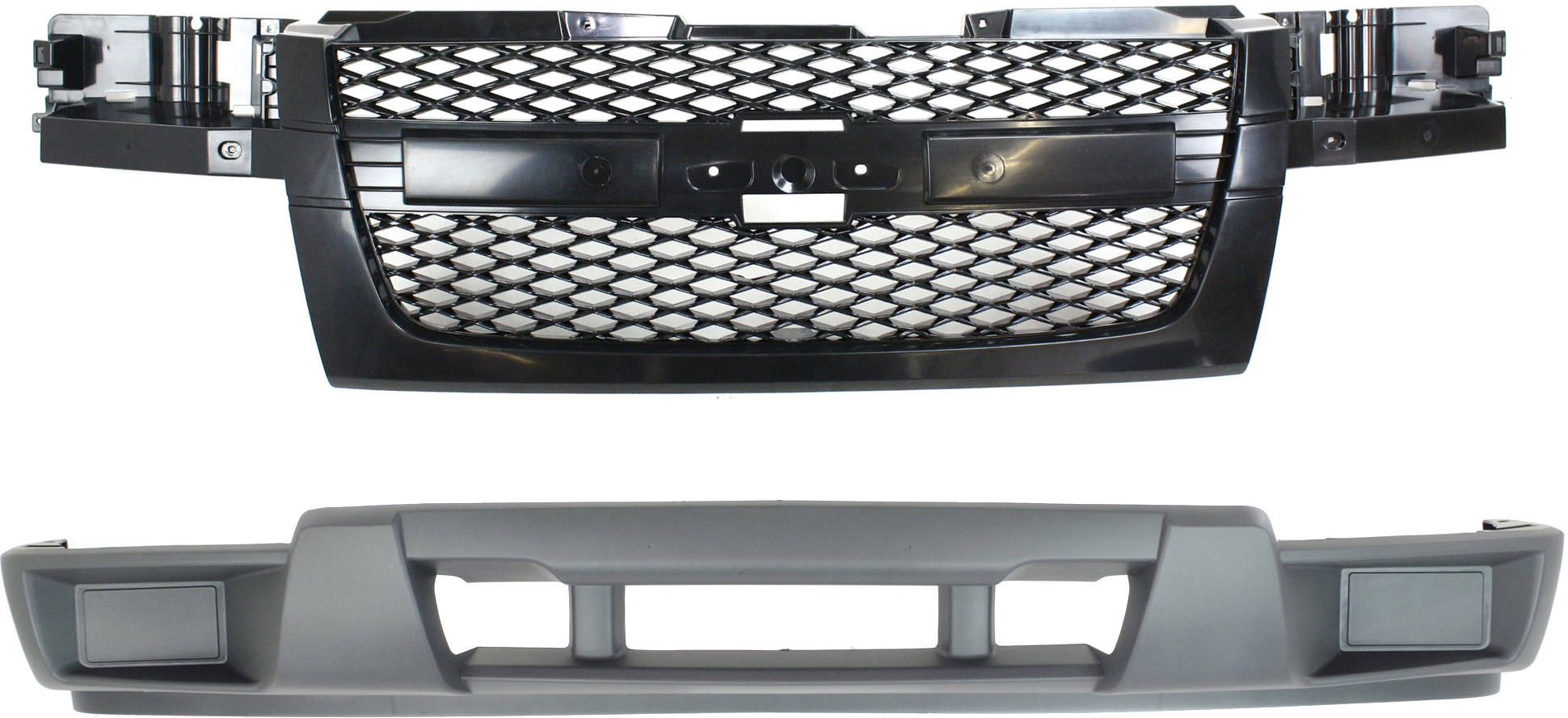AM COLORADO 04-12 GRILLE 2 pc Kit w o Sport Pkg with Bumper Cover SKU KIT 121717-13 Partslink GM1200560 GM1000723 OEM 12335790-12335806