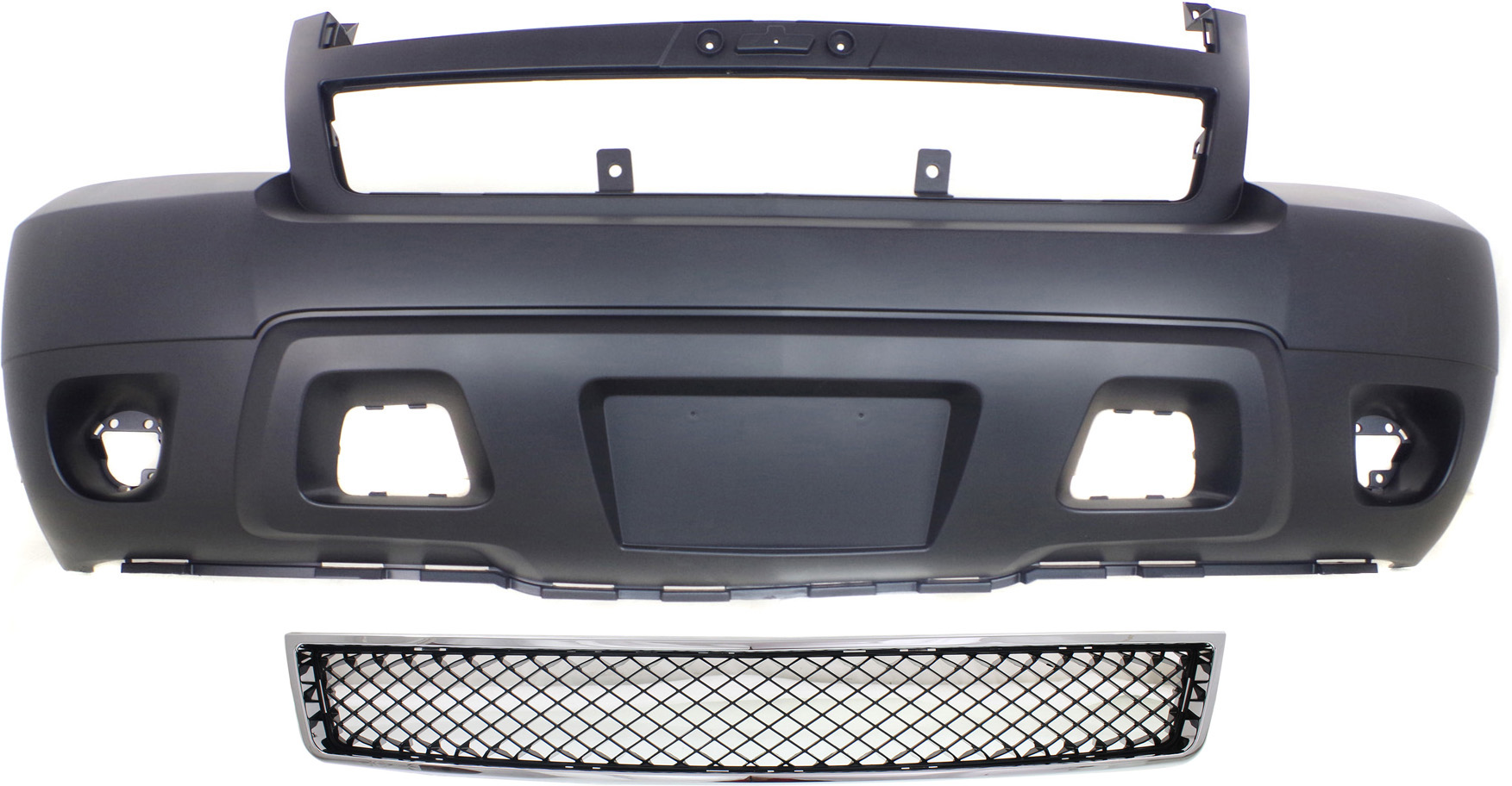 AM SUBURBAN 1500 TAHOE 07-14 FRONT BUMPER COVER 2 pc Kit with Bumper Grille w o Off Road Pkg CAPA SKU KIT 121717-145 Partslink GM1000817C GM1200553C OEM 15835084-25814570