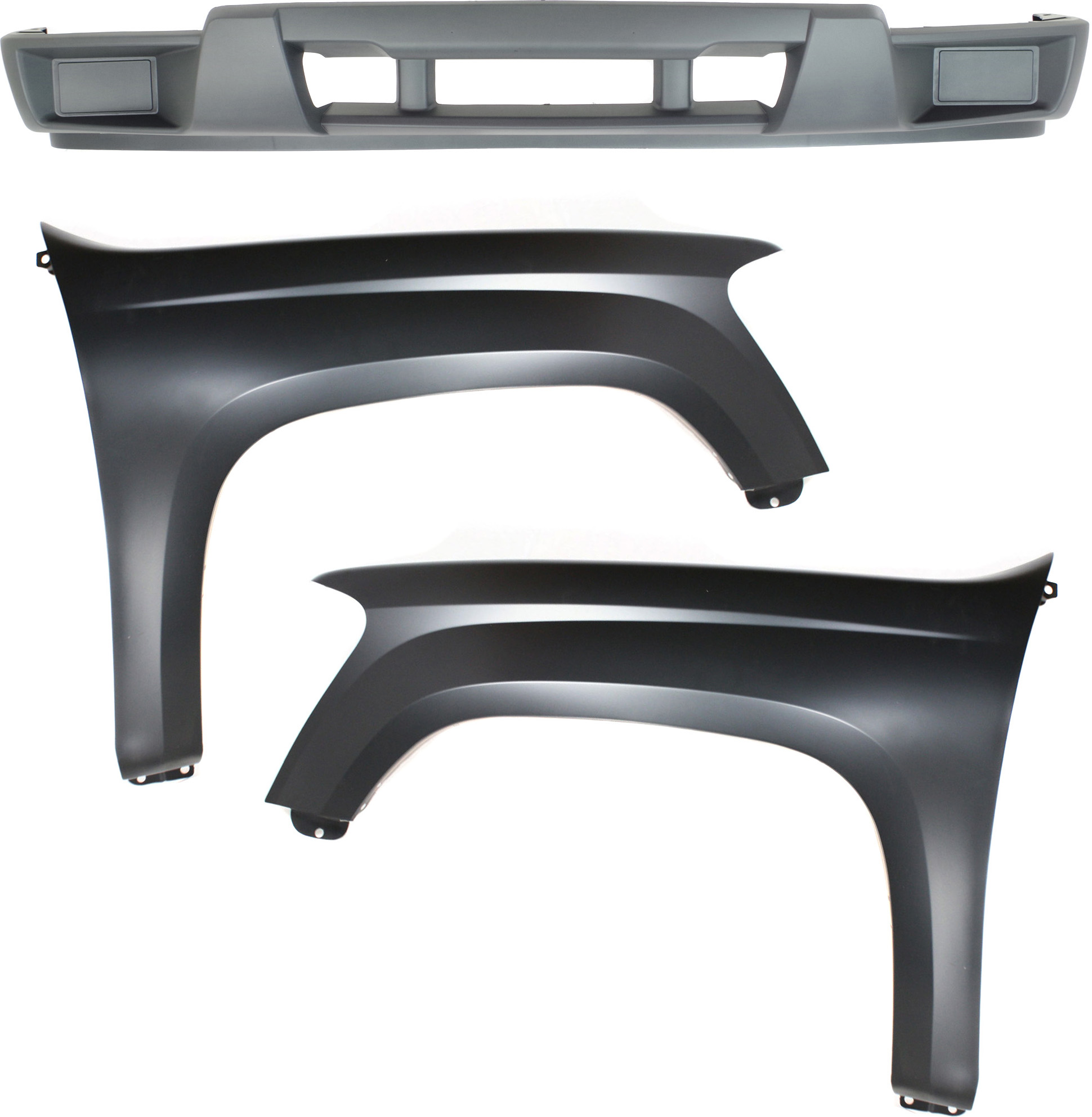 AM CANYON COLORADO 04-12 FRONT FENDER RH AND LH 3 pc Kit Includes Bumper Cover SKU KIT 121717-14 Partslink GM1240307 GM1241307 GM1000723 OEM 20821151-20821152-12335806