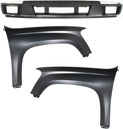 AM CANYON COLORADO 04-12 FRONT FENDER RH AND LH 3 pc Kit Includes Bumper Cover SKU KIT 121717-15 Partslink GM1240307 GM1241307 GM1000722 OEM 20821151-20821152-12335805