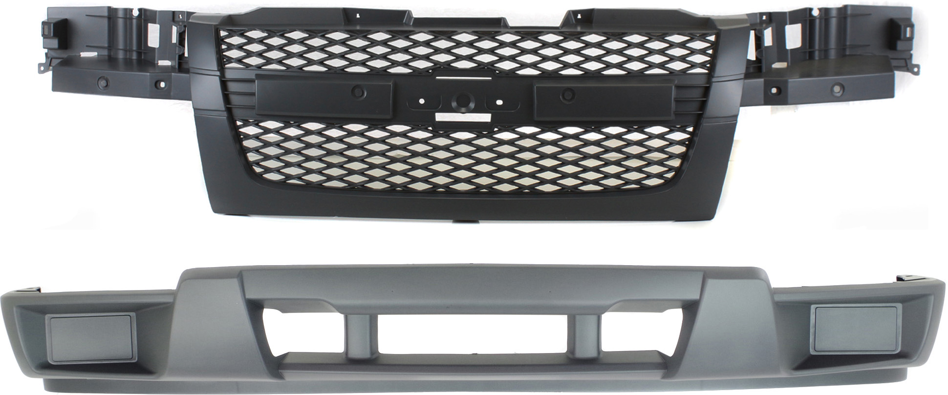 AM COLORADO 04-12 GRILLE 2 pc Kit w o Sport Pkg with Bumper Cover SKU KIT 121717-32 Partslink GM1200518 GM1000723 OEM 12335794-12335806