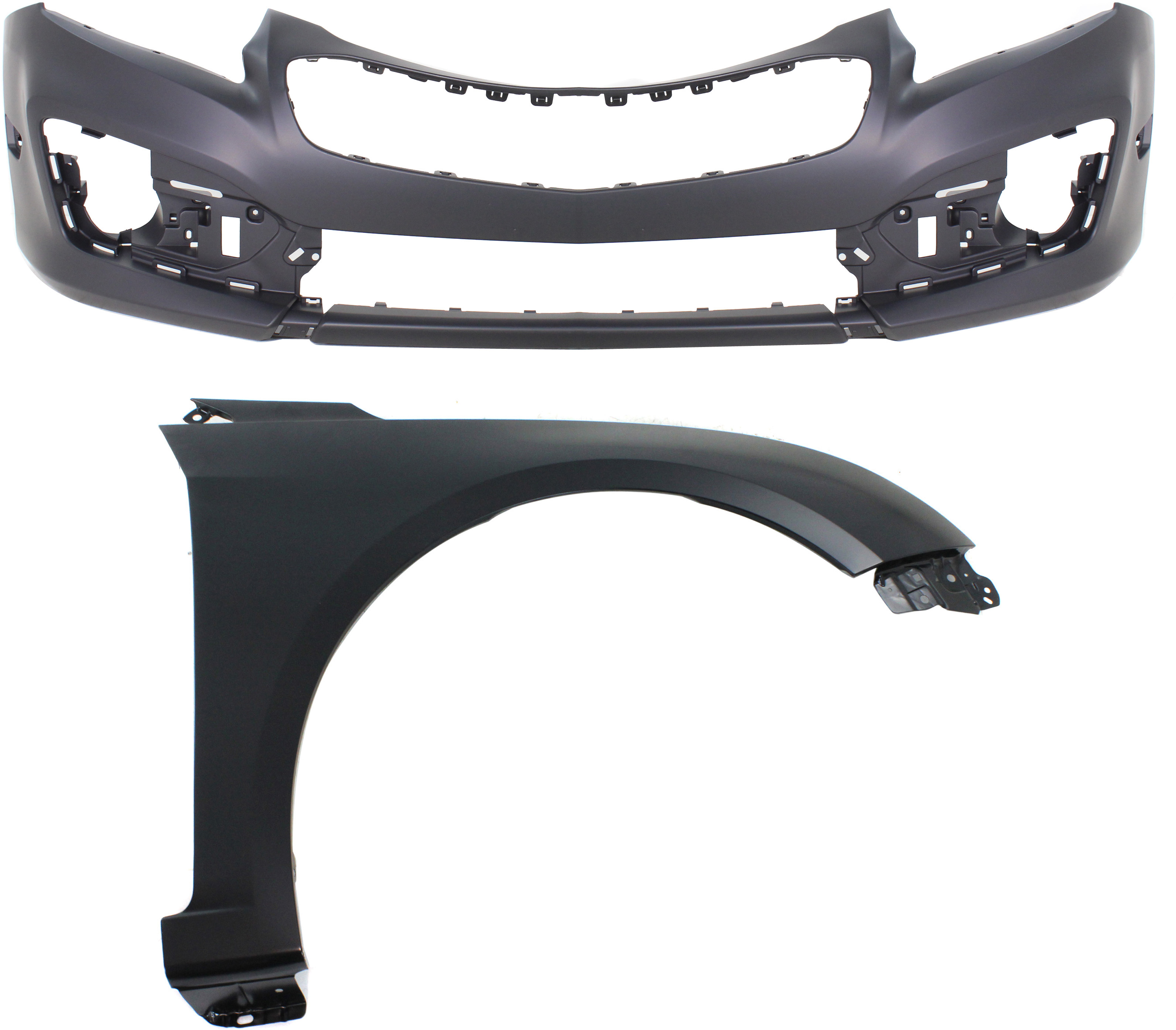 AM CRUZE 15-15 CRUZE LIMITED 16-16 FRONT BUMPER COVER 2 pc Kit with Fender CAPA SKU KIT 121717-39 Partslink GM1000977C GM1241370C OEM 94525909-95092195