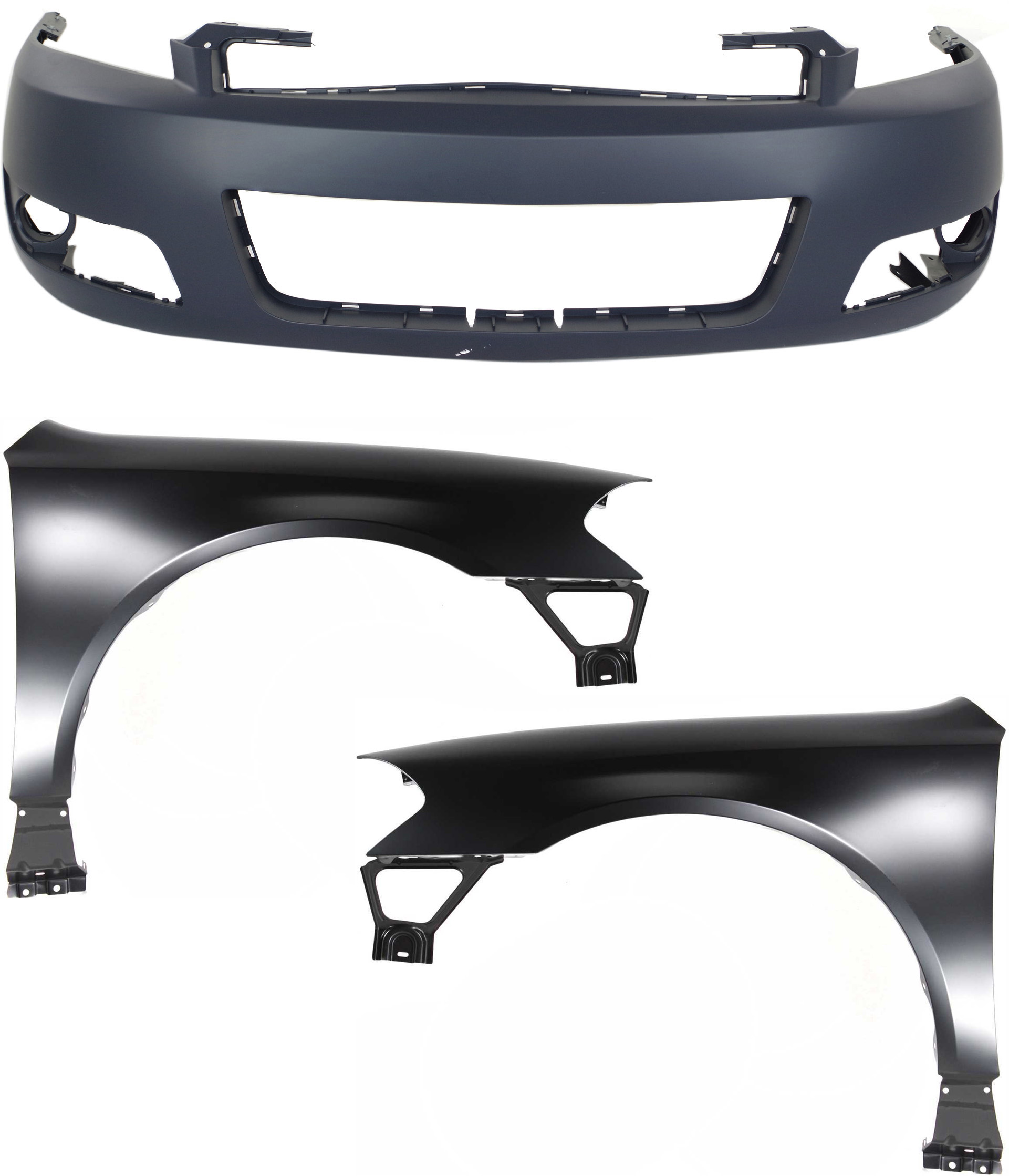 AM IMPALA 06-13 FRONT BUMPER COVER 3 pc Kit Primed w Fender LT Model SKU KIT 121717-43 Partslink GM1000764 GM1240326 GM1241326 OEM 89025048-89023525-89023524