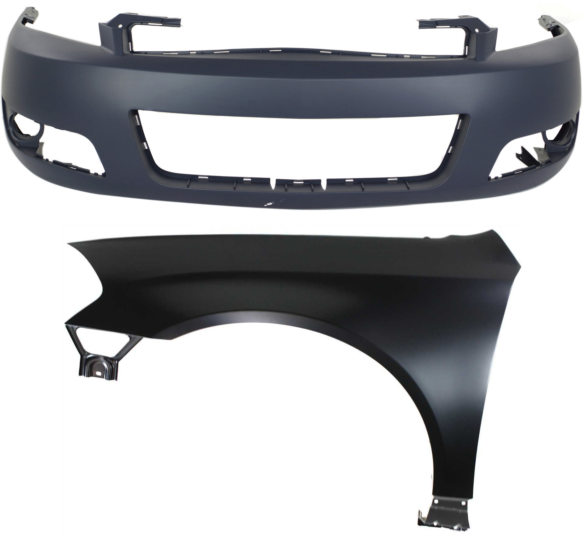 AM IMPALA 06-13 FRONT BUMPER COVER 2 pc Kit Primed w Fender LT Model SKU KIT 121717-48 Partslink GM1000764 GM1240326 OEM 89025048-89023525