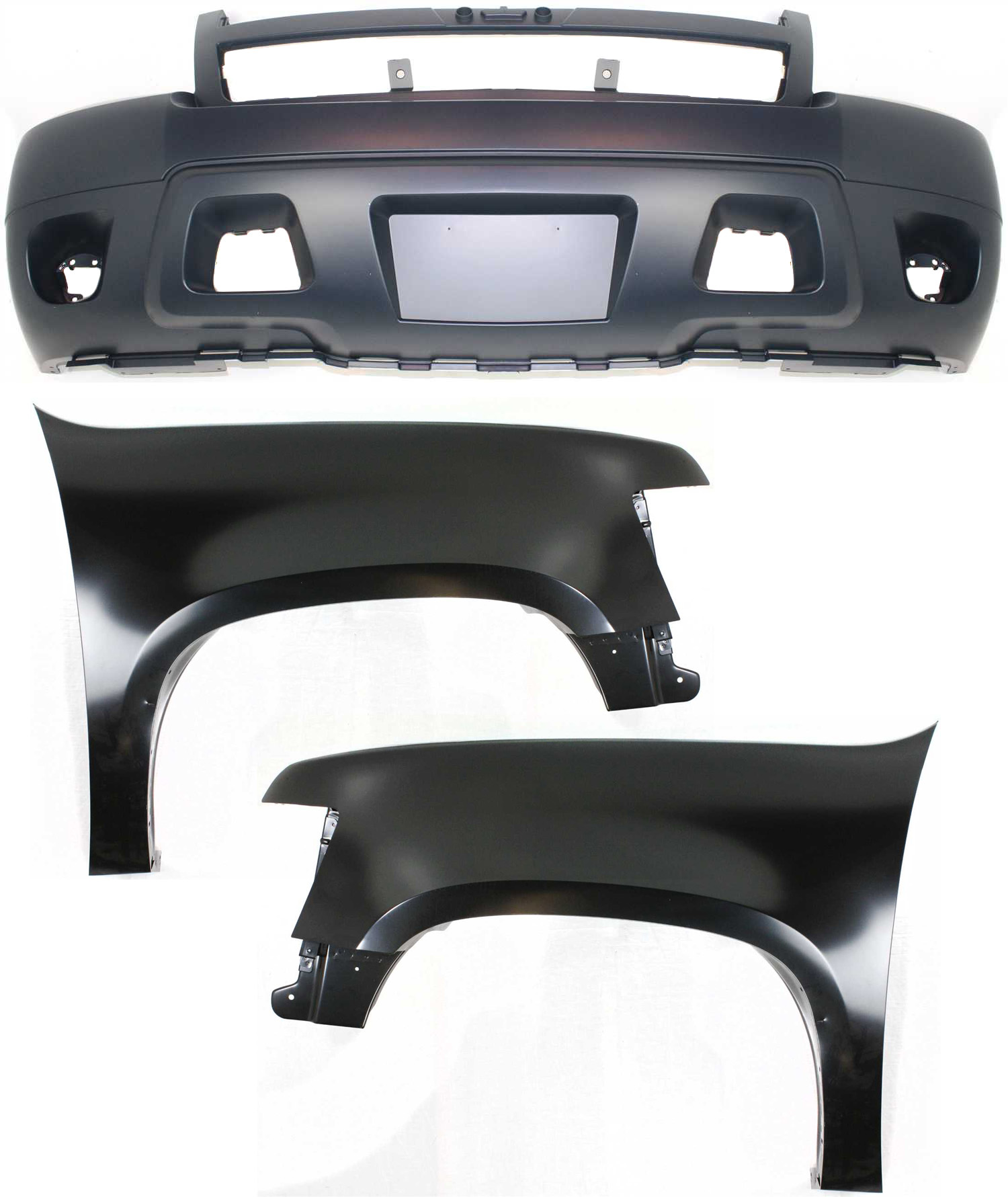 AM AVALANCHE 07-13 TAHOE 07-14 FRONT FENDER RH AND LH 3 pc kit with Bumper Cover without Off Road Pkg SKU KIT 121717-57 Partslink GM1241333 GM1240333 GM1000817 OEM 22977476-22977475-25814570
