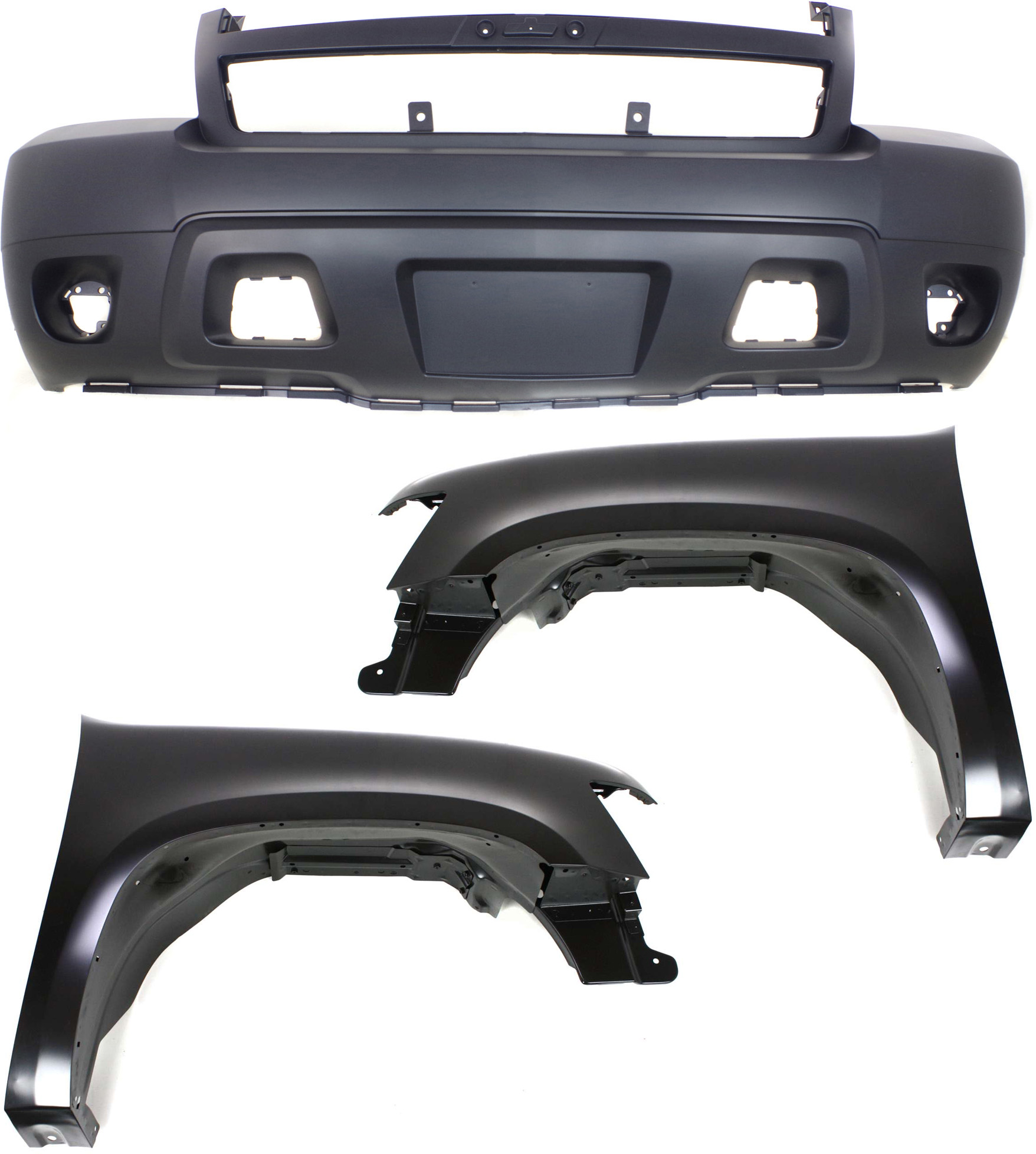 AM SUBURBAN 1500 TAHOE 07-14 FRONT FENDER RH AND LH 3 pc kit with Bumper Cover w o Off Road Pkg CAPA SKU KIT 121717-64 Partslink GM1000817C GM1240333C GM1241333C OEM 22977475-22977476-25814570