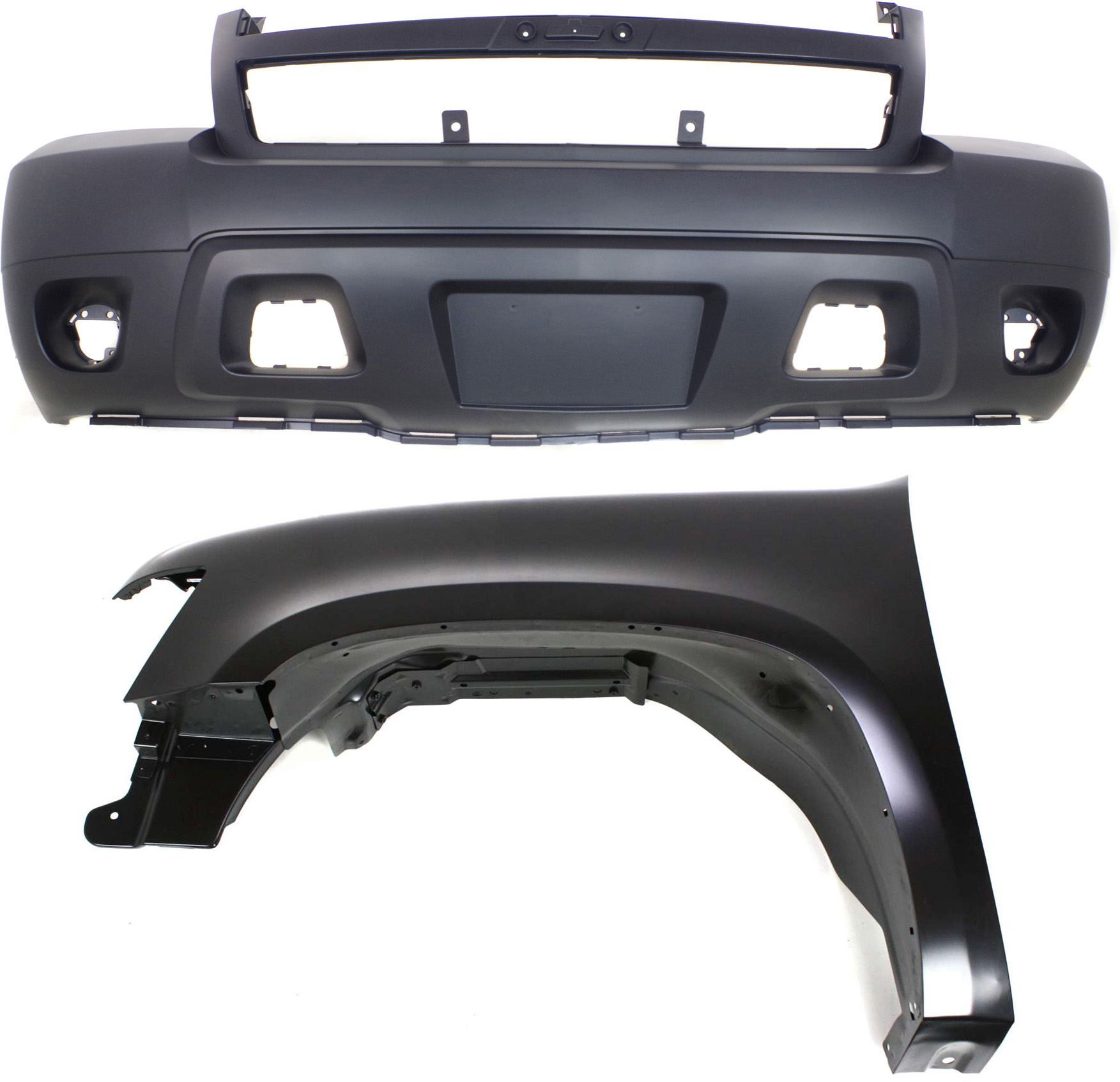 AM SUBURBAN 1500 TAHOE 07-14 FRONT FENDER LH 2 pc kit with Bumper Cover w o Off Road Pkg CAPA SKU KIT 121717-68 Partslink GM1000817C GM1240333C OEM 22977475-25814570