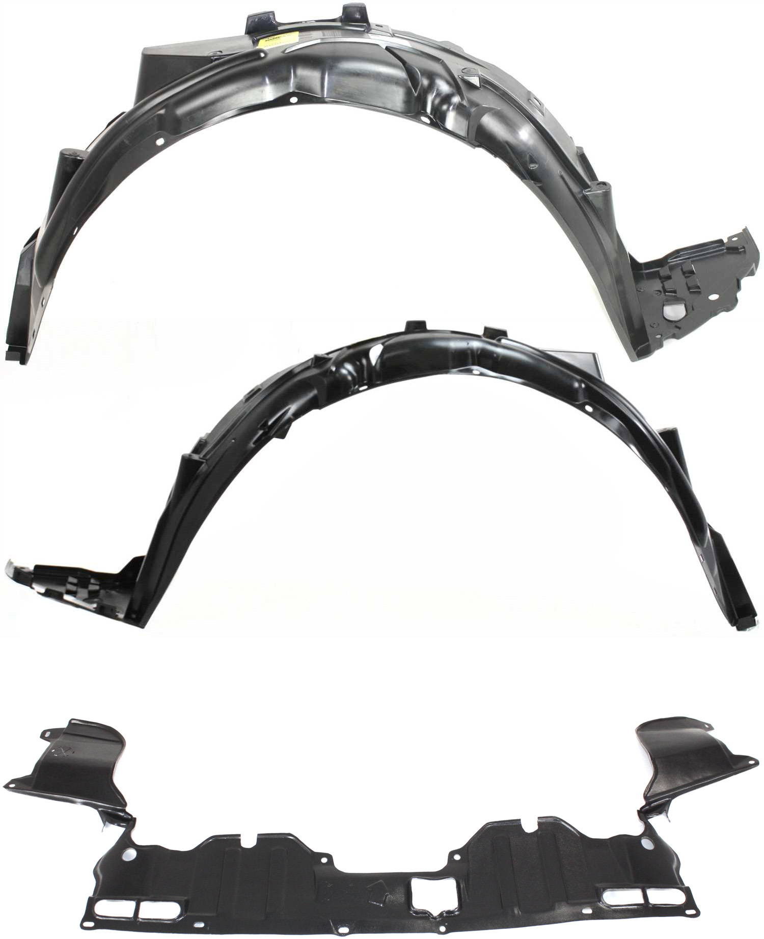 AM CIVIC 06-11 FRONT FENDER LINER RH AND LH 3 pc kit with Engine Splash Shield SKU KIT 122018-18 Partslink HO1249134 HO1248134 HO1228112 OEM 74101SNAA00-74151SNAA00-74111S