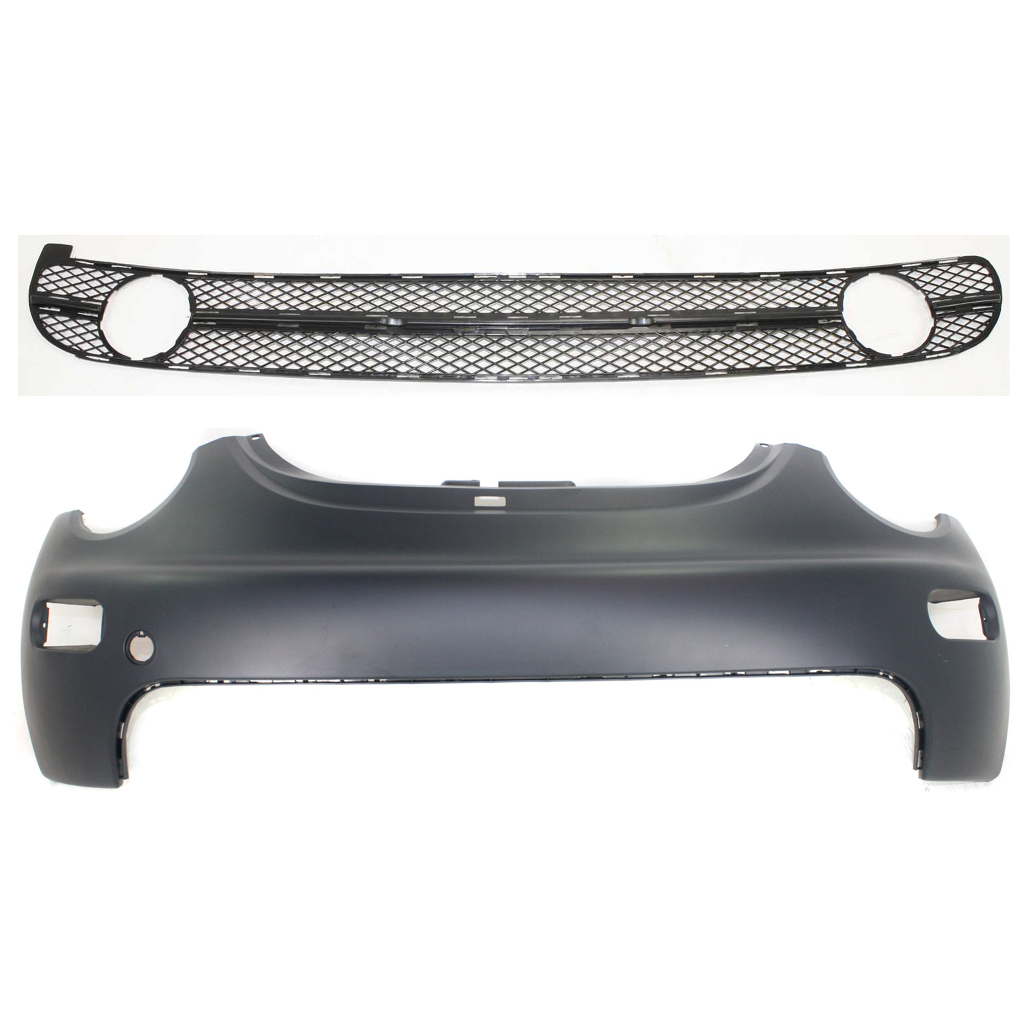 AM BEETLE 98-98 FRONT BUMPER COVER Primed 2 pc kit with Bumper Grille SKU KIT 122024 C01 Partslink VW1000134 VW1200127 OEM 1C0807221CGRU 1C0807681C01C