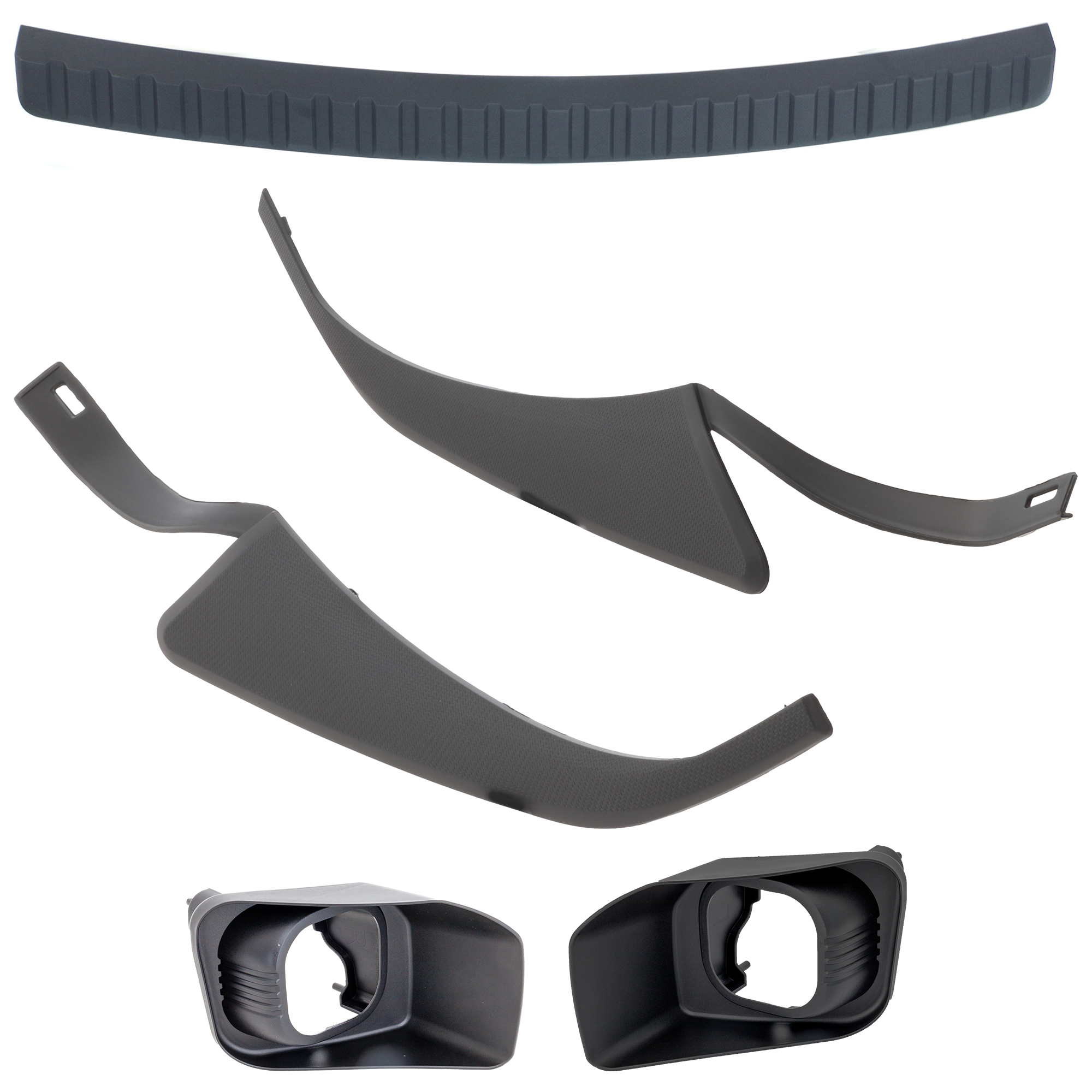 AM F SERIES SUPER DUTY 11-16 FRONT BUMPER MOLDING RH AND LH Black w Molding Clip 5 pc kit with Fog Light Trim SKU KIT 122024 C06 Partslink FO1019100 FO1046104 FO1047104 FO2601104 FO2600104 OEM BC3Z17C829BA BC3Z17K832CA BC3Z