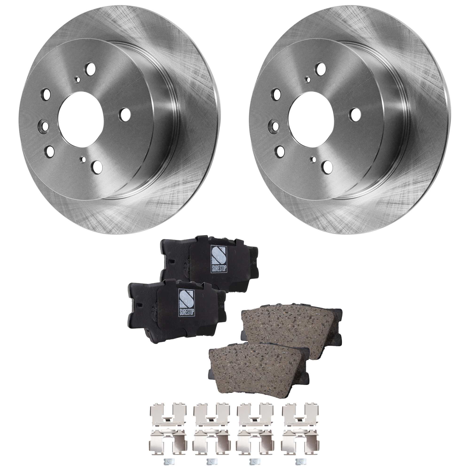 AM ES350-07-12 CAMRY 07-11 REAR BRAKE DISC AND PAD KIT 2 Wheel Set Plain Surface SKU KIT 122024 C164 OEM 4243106110-4243106160-42431331