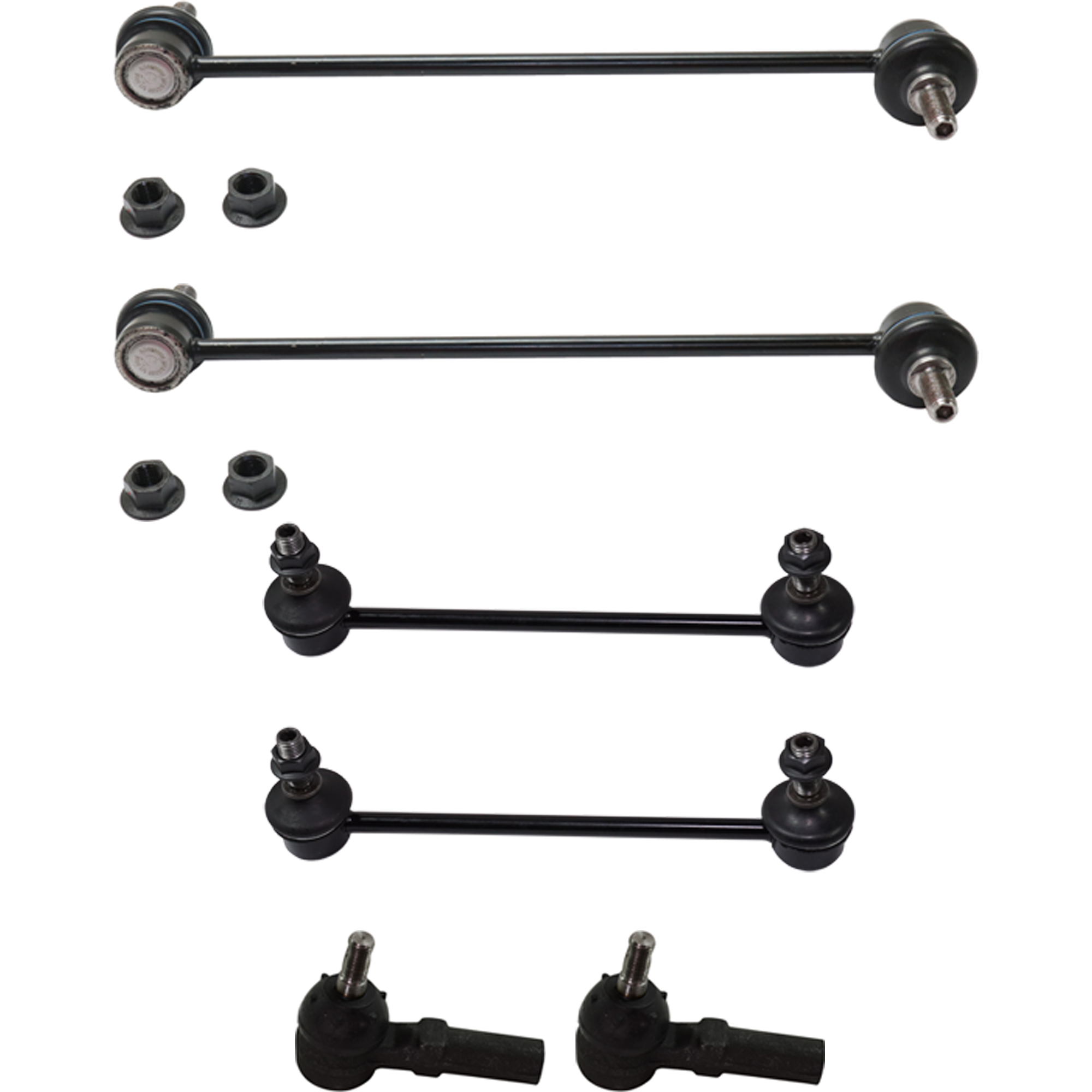AM PROTEGE 01-03 PROTEGE5-02-03 FRONT AND REAR SWAY BAR LINK RH AND LH 6 pc kit with Tie Rod End SKU KIT 122024 C193 OEM 5174185AC 826R28170-1014386-26