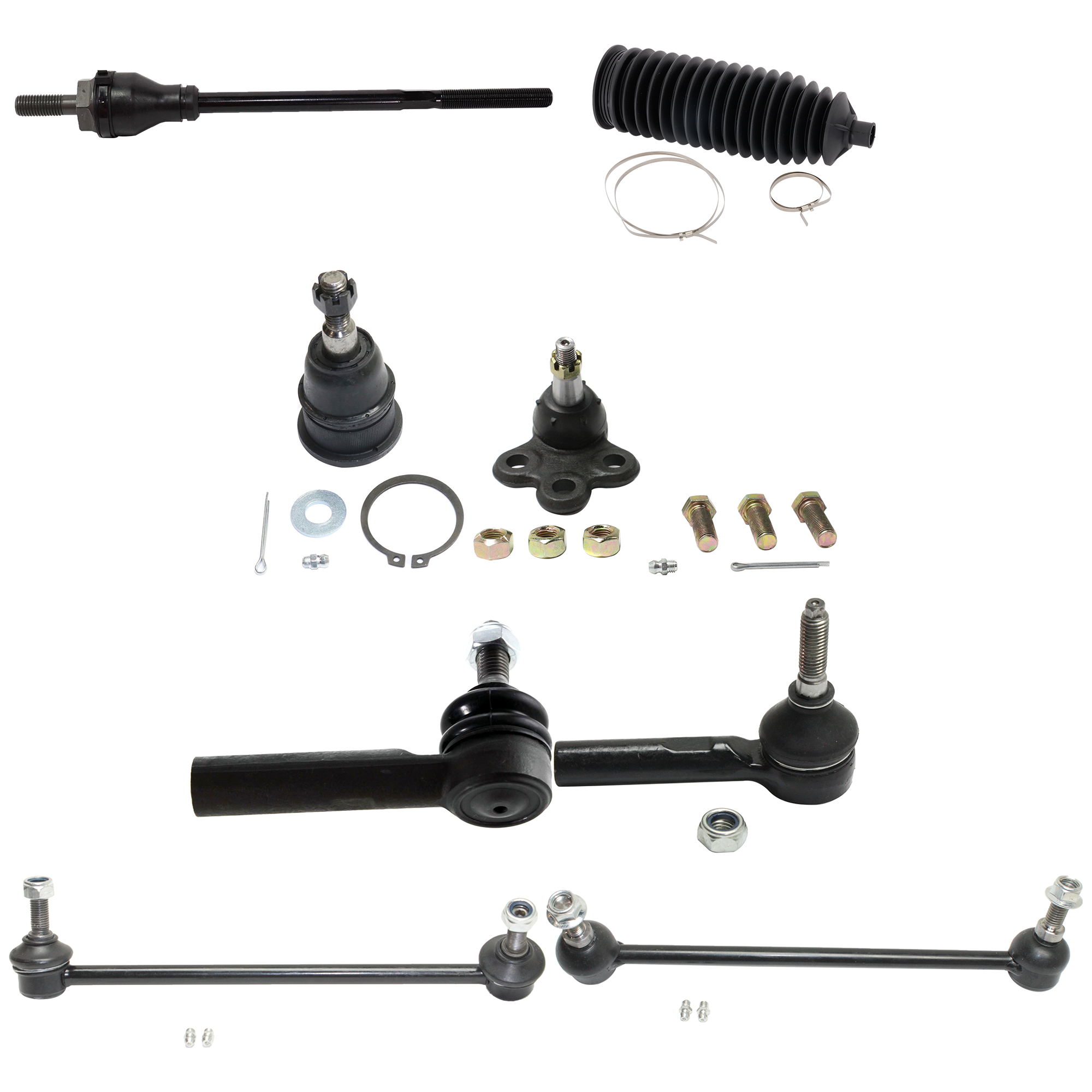 AM VUE 02-07 EQUINOX 05-09 FRONT SWAY BAR LINK RH AND LH 8 pc Kit with Ball Joint Steering Rack Boot and Tie Rod End SKU KIT 122024 C196 OEM 1514170-1880460-2651718-545