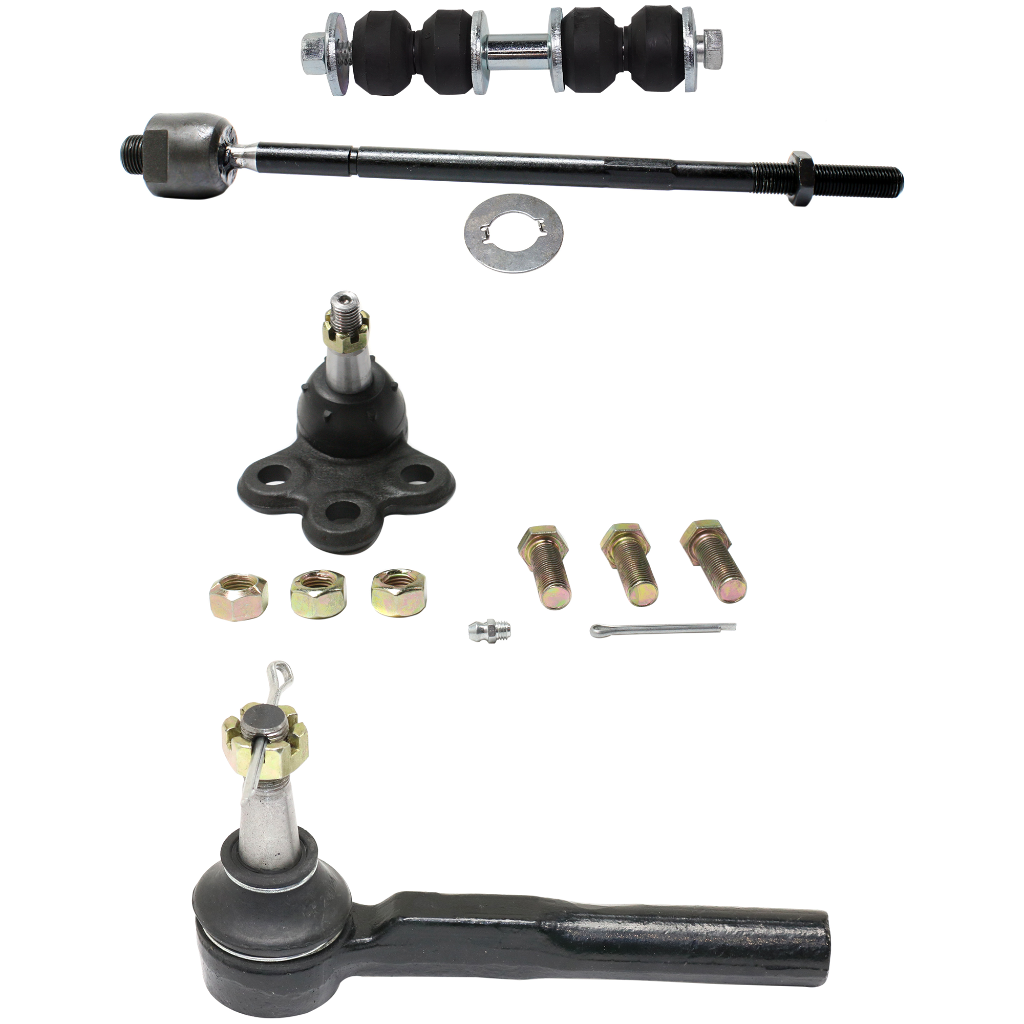 AM RENDEZVOUS 02-07 AZTEK 01-05 FRONT BALL JOINT RH AND LH Lower 8 pc kit with Sway Bar Link and Tie Rod End SKU KIT 122024 C213 OEM 104257-282021-2601506-26015