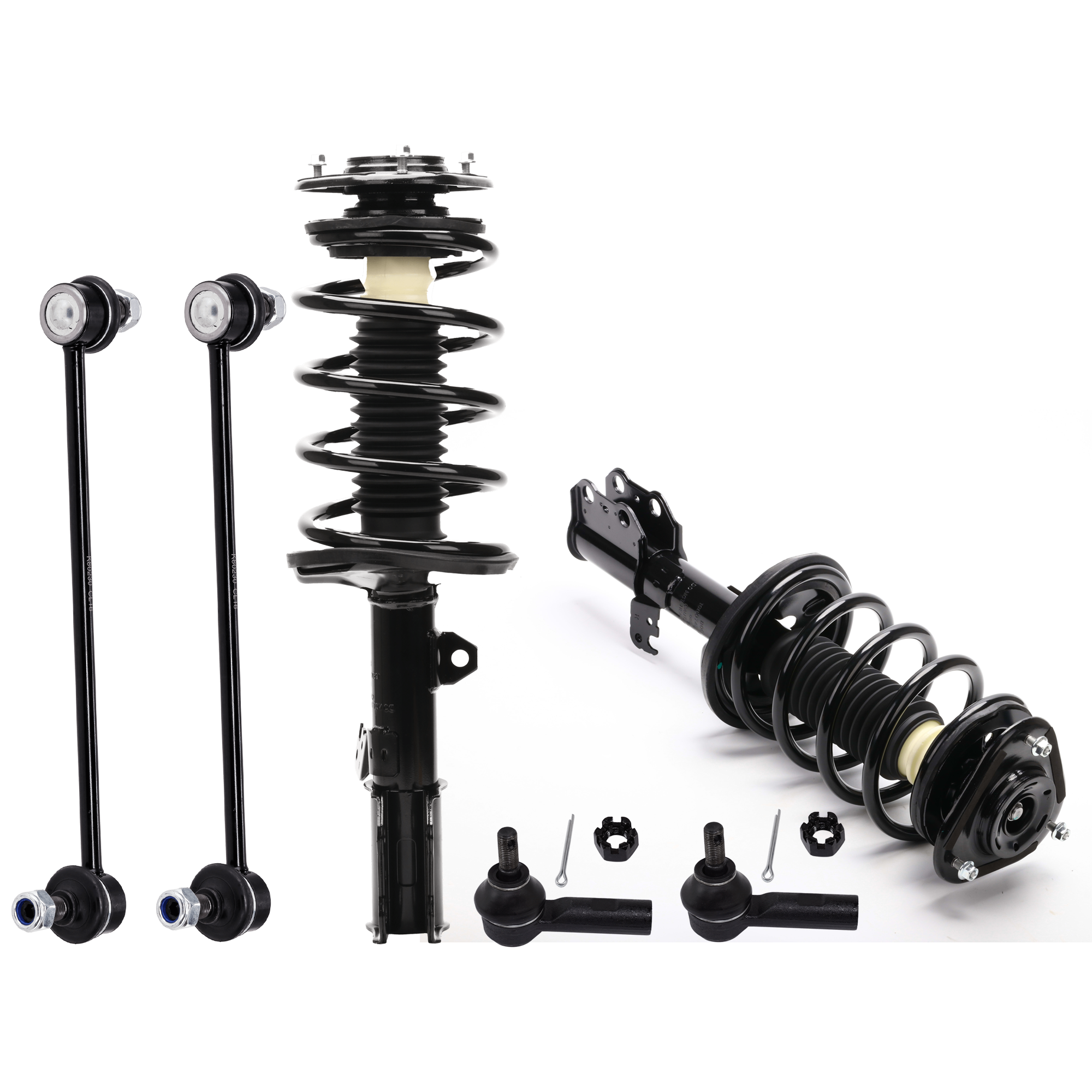 AM MATRIX VIBE 03-08 FRONT LOADED STRUT RH AND LH Gas Charged Twin tube 6 pc kit with Sway Bar Link and Tie Rod End SKU KIT 122024 C218 OEM 88973941-48510A9340-88973943-4