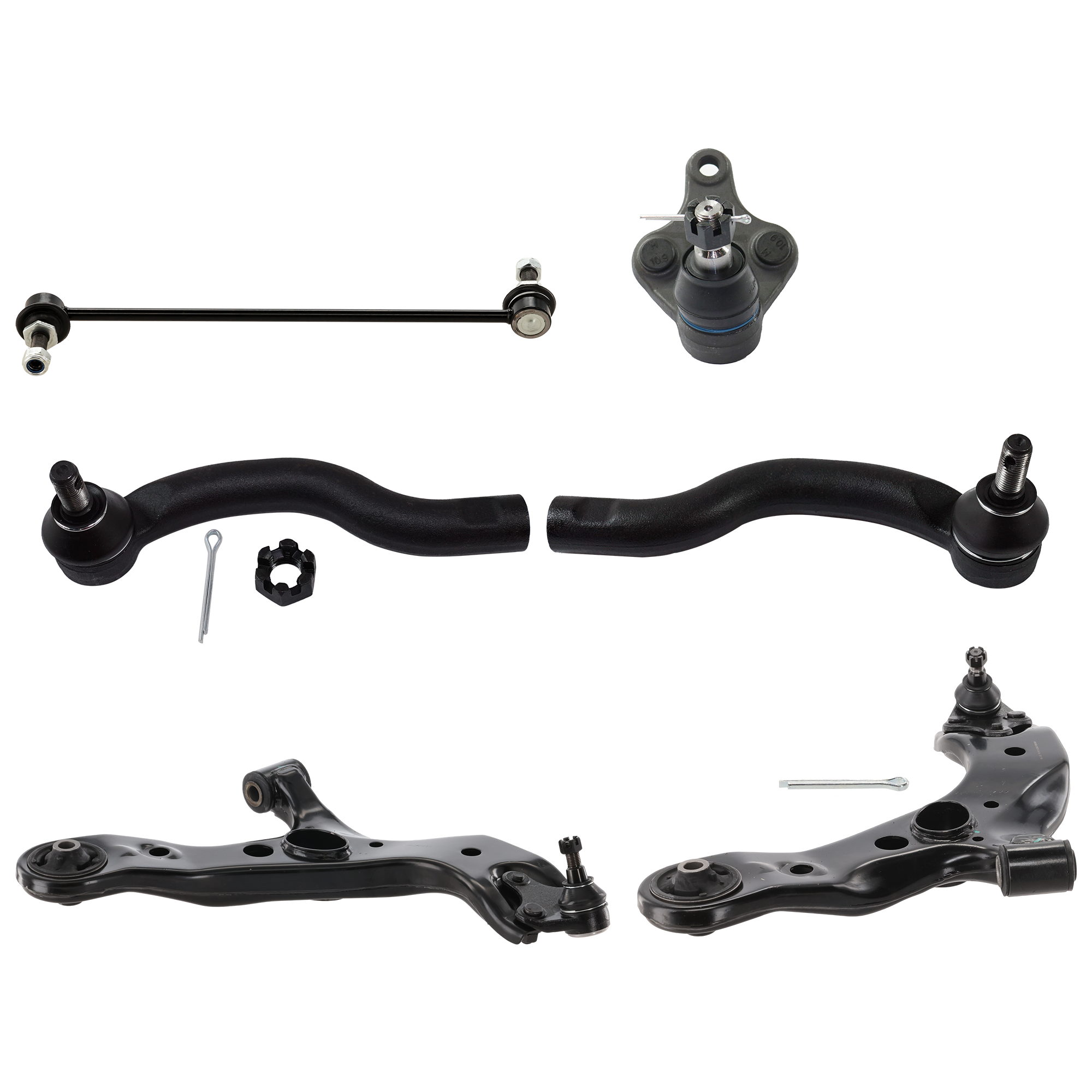 AM RAV4-06-18 NX300H 15-18 FRONT CONTROL ARM RH AND LH Lower w ball joint s 8 pc Kit with Ball Joint Sway Bar Link and Tie Rod End SKU KIT 122024 C226 OEM 4806842050-480680R010-48069420