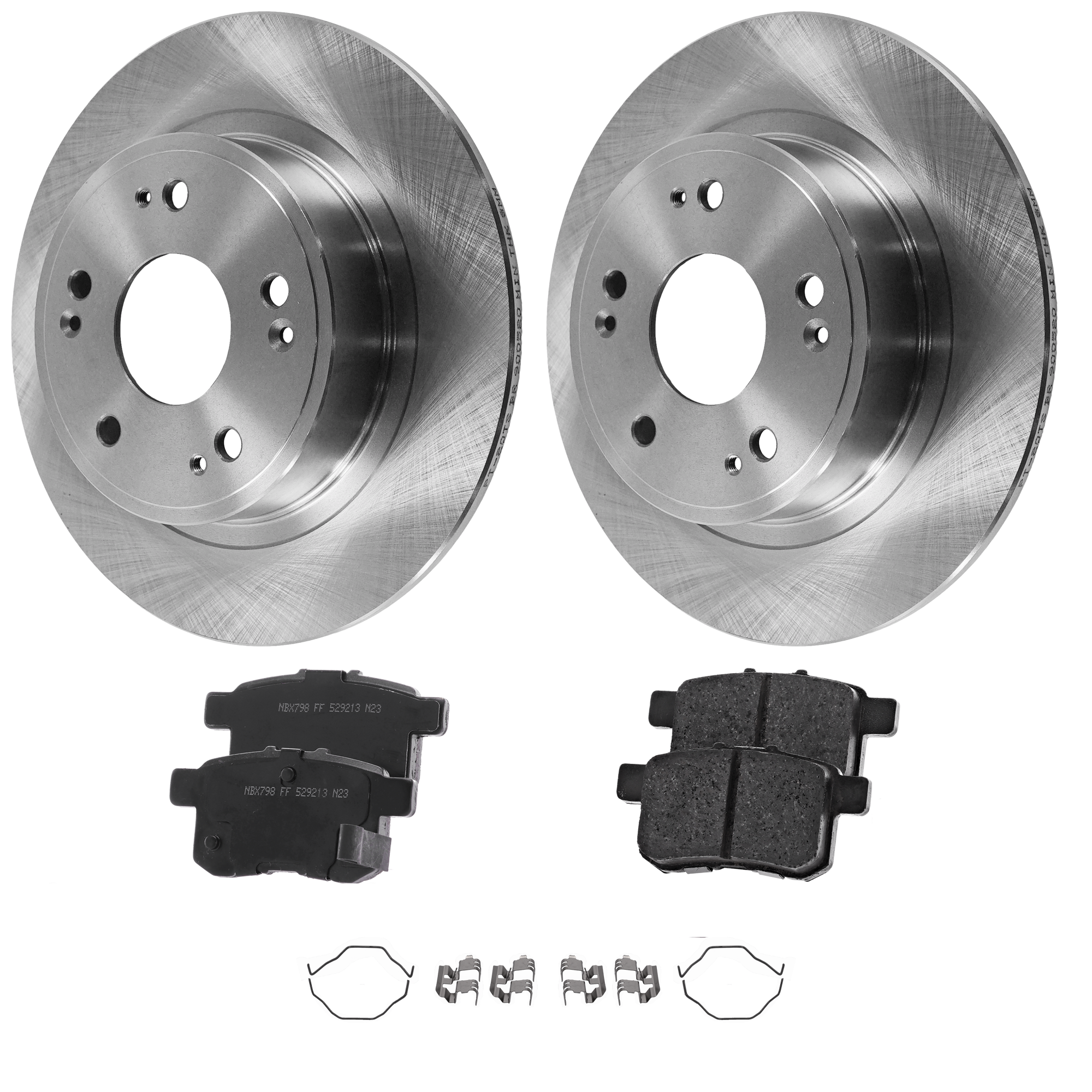 AM ACCORD 08-17 REAR BRAKE DISC AND PAD KIT 4 pc Kit Plain Surface Solid 5 Lugs SKU KIT 122024 C249 OEM 43022TA0A40-43022TA0A41-43022T