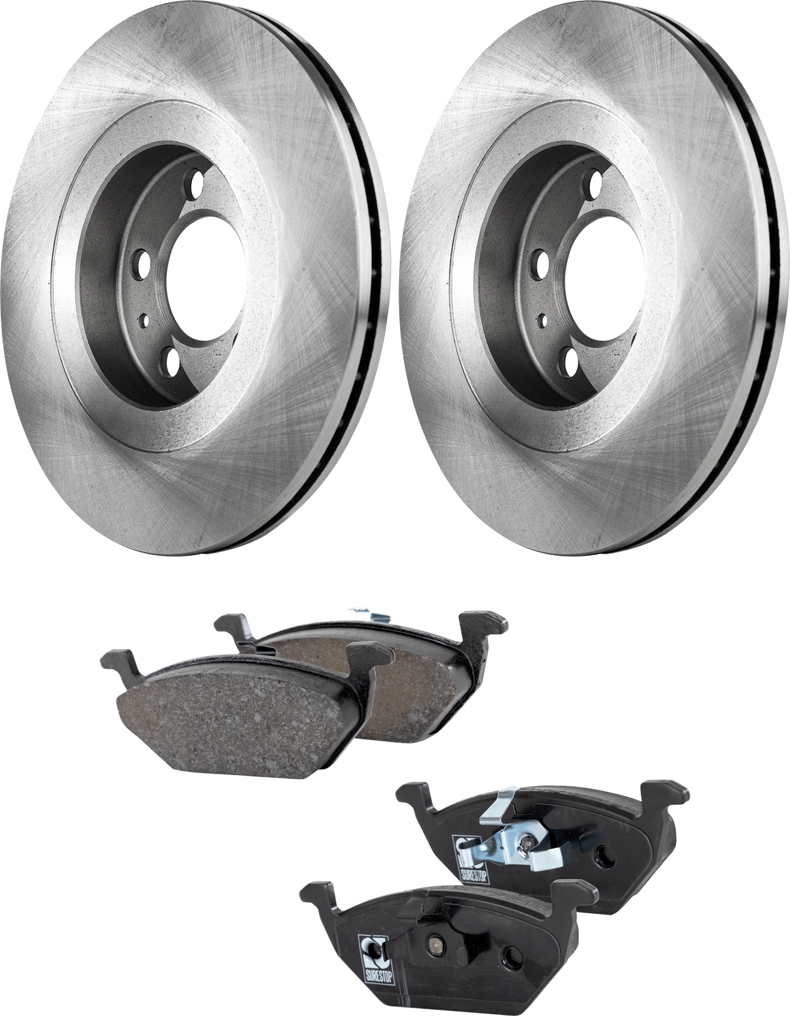 AM GOLF 99-01 JETTA 99-99 FRONT BRAKE DISC AND PAD KIT 4 pc Kit Plain Surface Vented 5 Lugs SKU KIT 122024 C255 OEM 1J0615301P 1J0698151-1J0698151