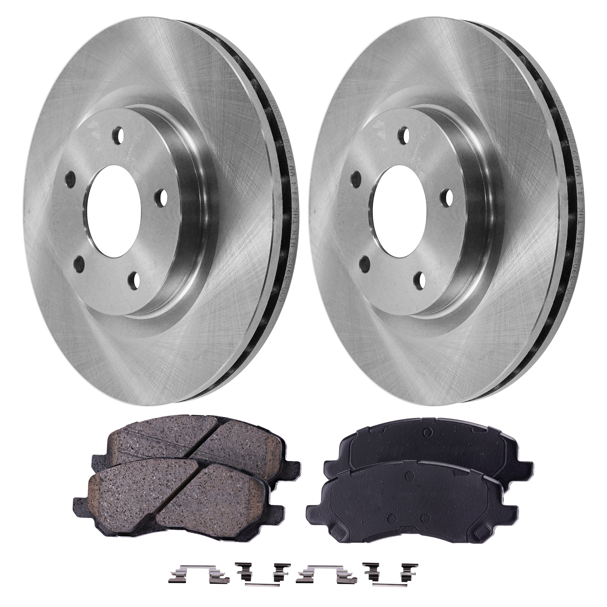 AM OUTLANDER 07-11 LANCER 08-11 FRONT BRAKE DISC AND PAD KIT 4 pc kit Plain Surface Vented 5 Lugs SKU KIT 122024 C268 OEM 5105514AA 5105514-5191217AA 51