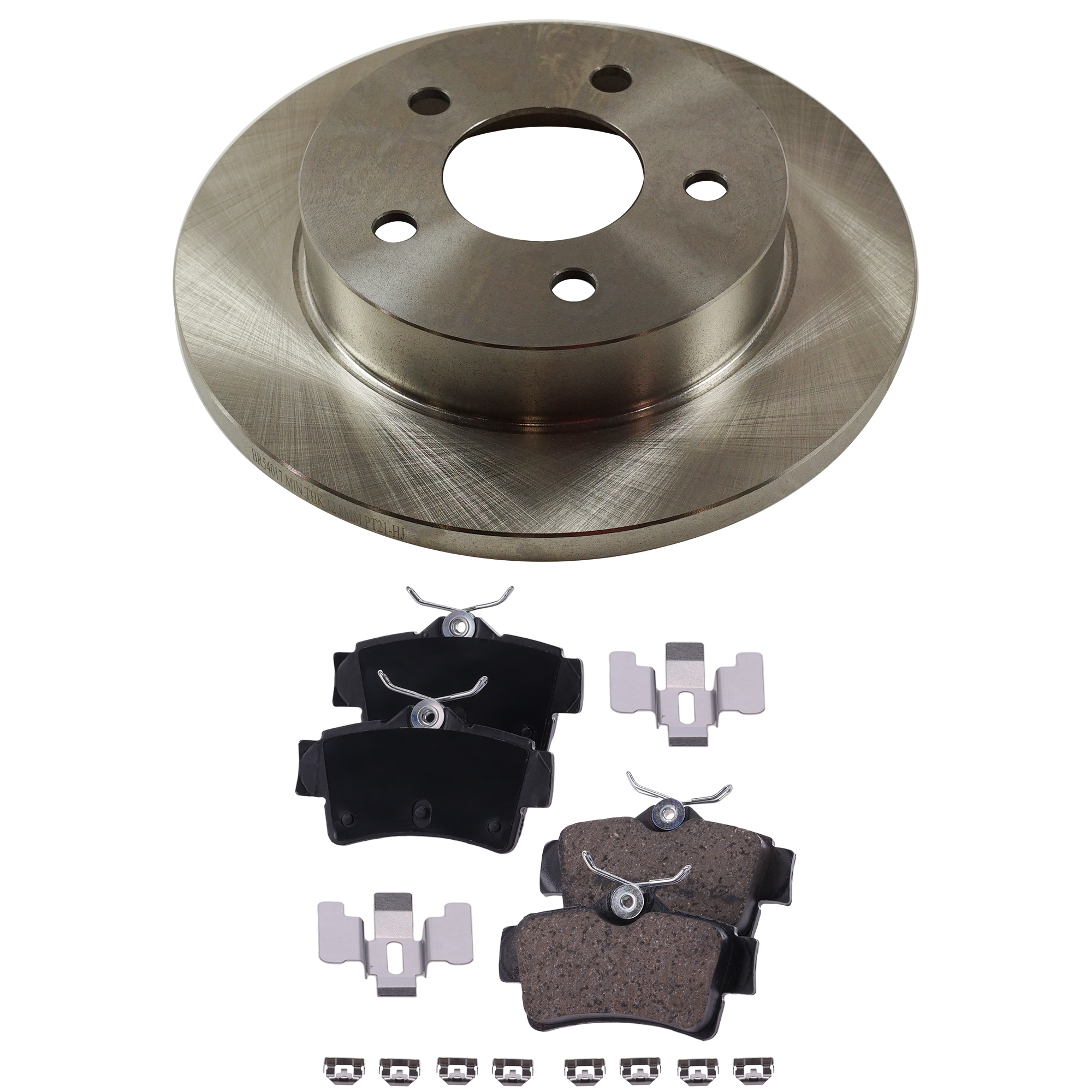 AM MUSTANG 03-04 REAR BRAKE DISC AND PAD KIT 4 pc Kit Plain Surface Solid 5 Lugs SKU KIT 122024 C279 OEM 1U2Z2V200FA F4ZZ2200A F5ZZ2200