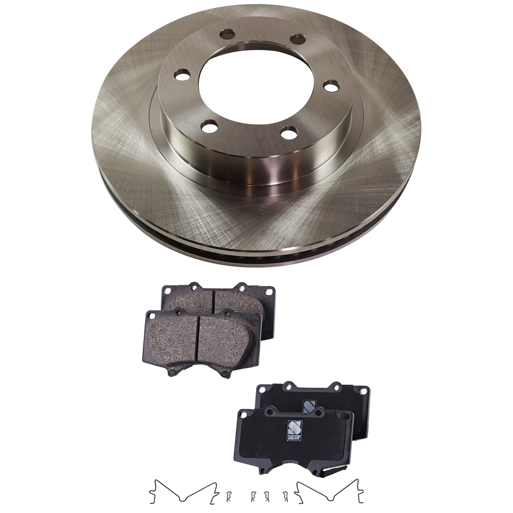 AM 4RUNNER 03-09 FJ CRUISER 07-14 FRONT BRAKE DISC AND PAD KIT 4 pc Kit Plain Surface Vented 6 Lugs SKU KIT 122024 C281 OEM 4351235320-4351235321-04465040