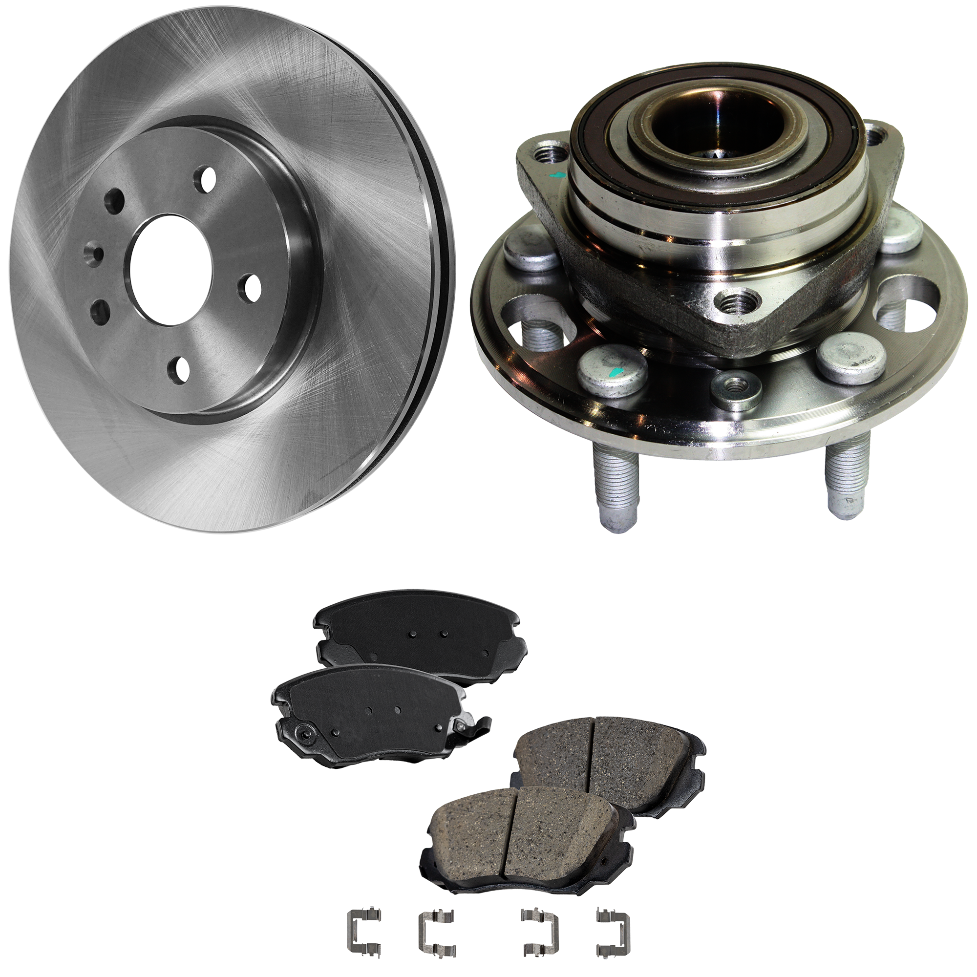 AM EQUINOX 10-17 IMPALA 20-20 FRONT BRAKE DISC AND PAD KIT 2 Wheel Set Plain Surface Vented 5 Lugs with Wheel Hub SKU KIT 122024 C304 OEM 569064-569422-13501308-1323775
