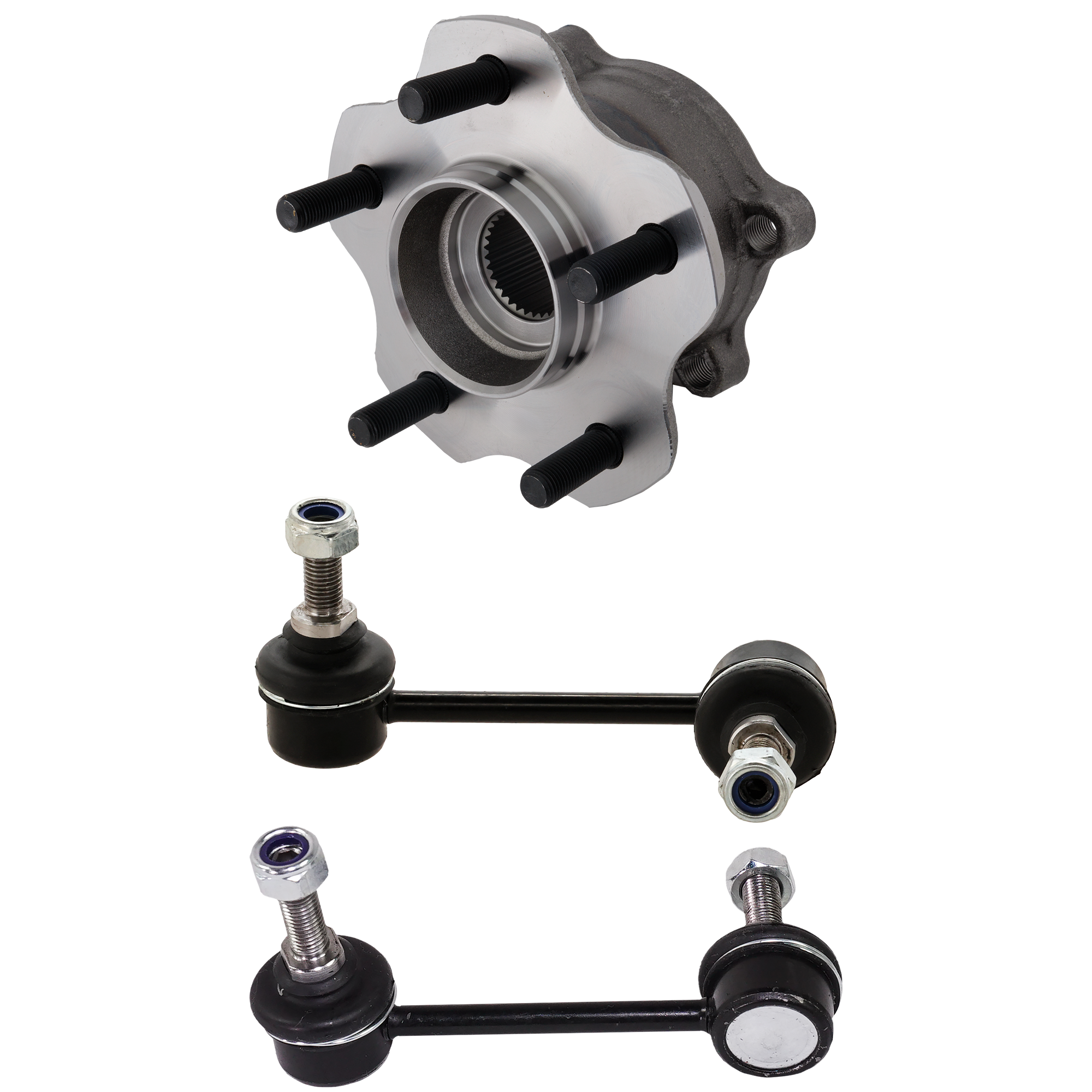 AM M45-07-10 QX50-14-17 REAR HUB ASSEMBLY RH AND LH 5 Studs 4 pc kit with Sway Bar Link SKU KIT 122024 C337 OEM 432024GA0B 54618EG02A 54618EG0