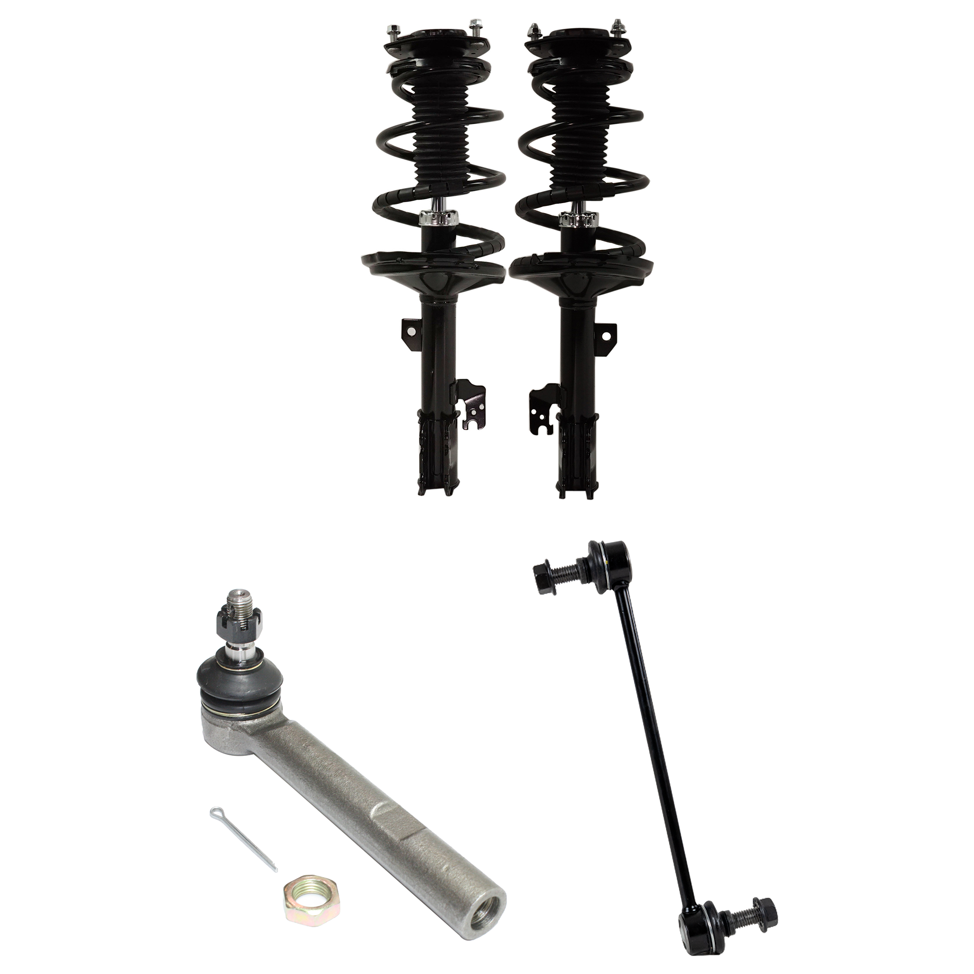 AM HIGHLANDER 04-07 FRONT LOADED STRUT RH AND LH 2.4L 3.3L Eng. FWD 6 pc kit with Sway Bar Link and Tie Rod End SKU KIT 122024 C376 OEM 48510A9360-4813148291-481310E0