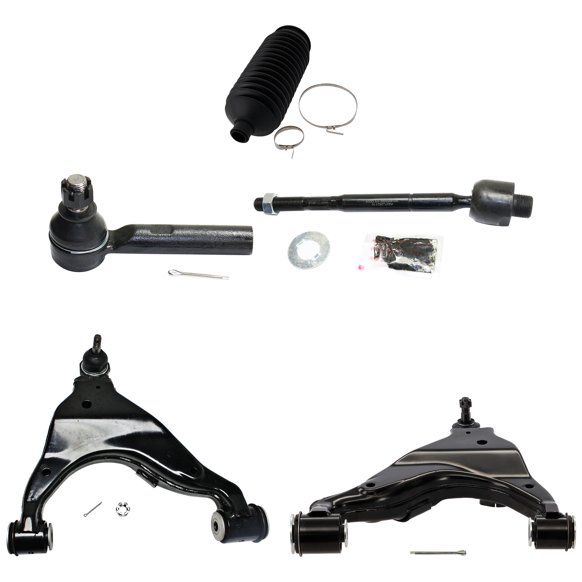 AM 4RUNNER GX470-03-09 FRONT CONTROL ARM RH AND LH Lower w ball joint s 8 pc Kit with Steering Rack Boot Tie Rod End SKU KIT 122024 C378 OEM 4806860010-4806960010-45535260