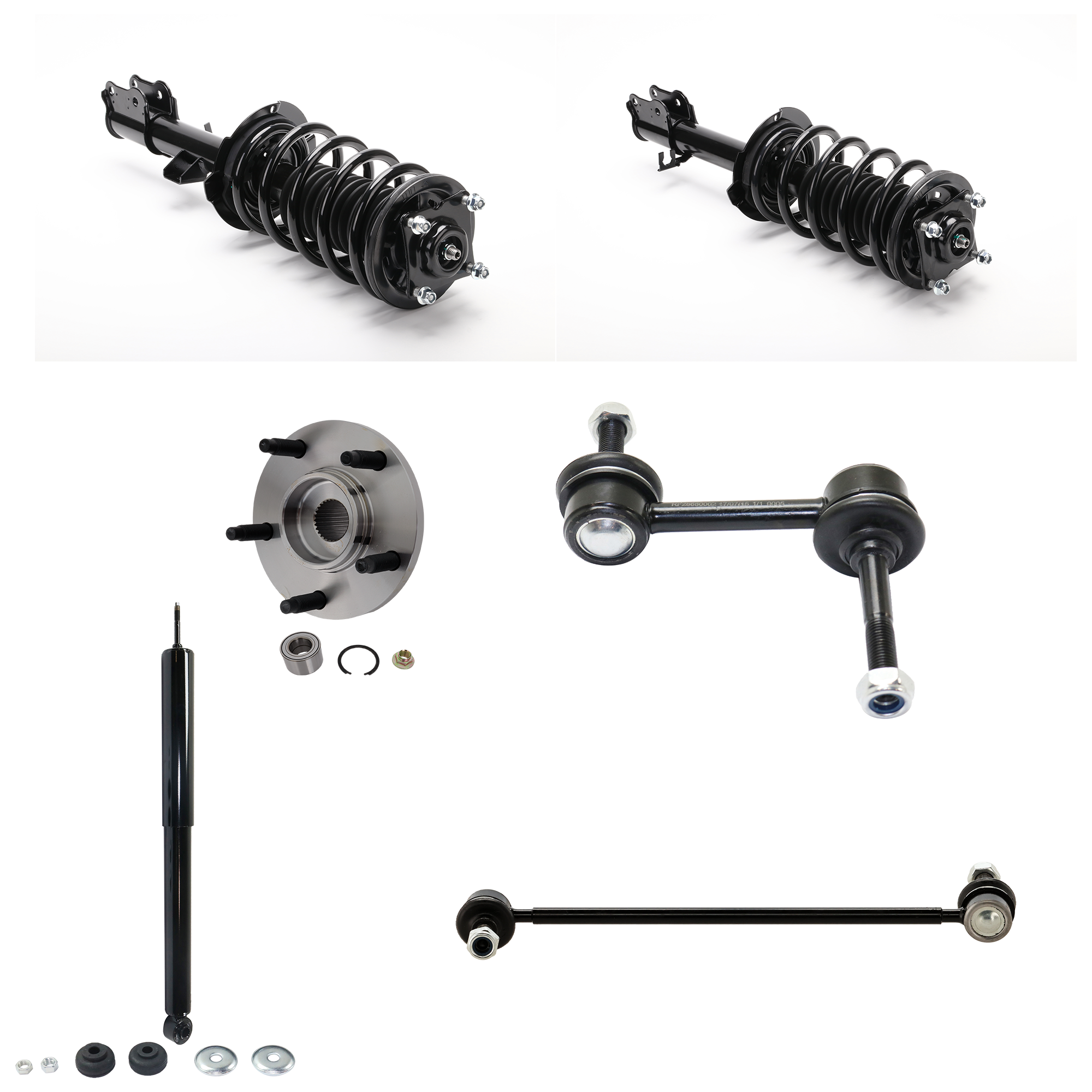 AM ESCAPE 09-12 MARINER 09-11 FRONT AND REAR SHOCK ABSORBER RH AND LH Gas Charged Twin tube Four Wheel Drive Front Wheel Drive 10 pc kit with Sway Bar Link and Wheel Hub SKU KIT 122024 C387 OEM 3U2Z18124VAA 6L8Z18124AC 8L8Z1