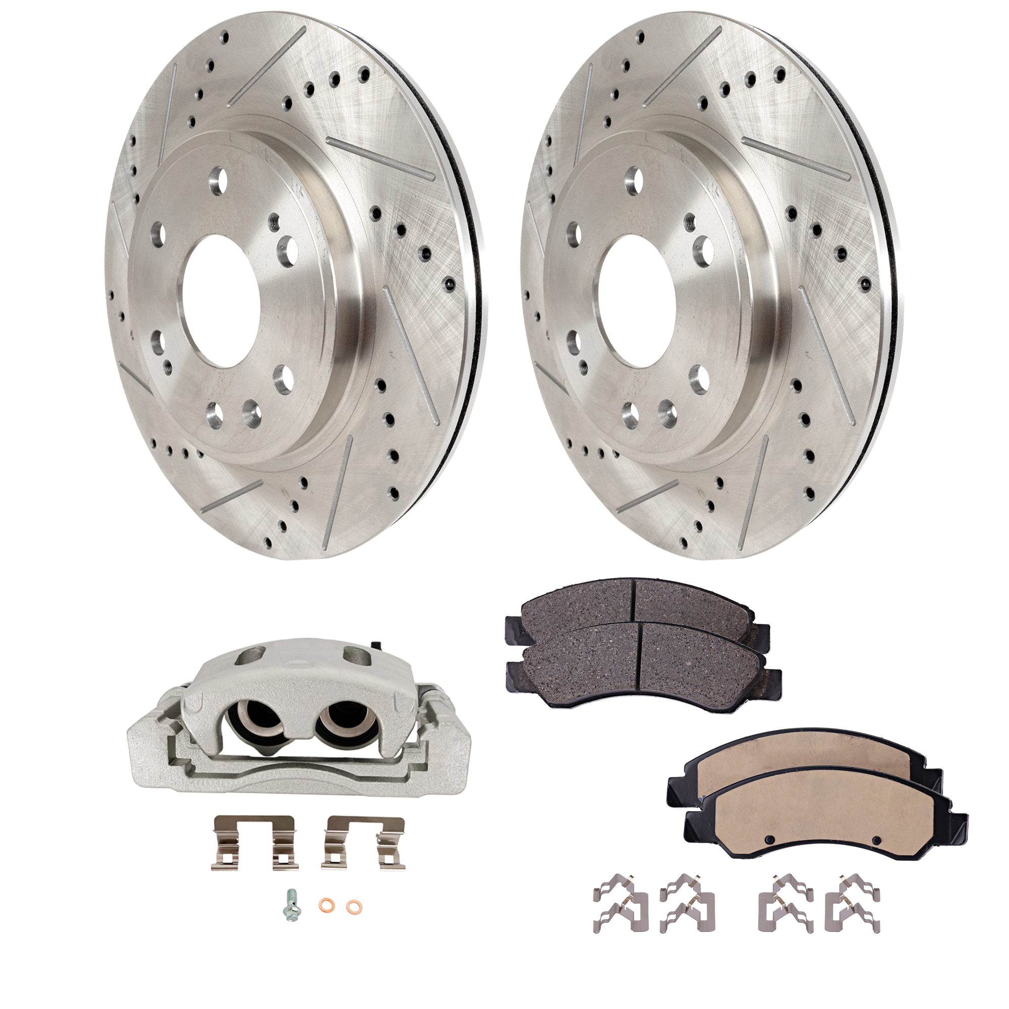 AM SUBURBAN SIERRA 1500-07-07 FRONT BRAKE KIT WITH CALIPERS 2 Wheel Set Includes 1 Brake Caliper 2 Brake Disc and 1 Brake Pad Set SKU KIT 122024 C421 OEM 41252-55097-55170-72043-145582