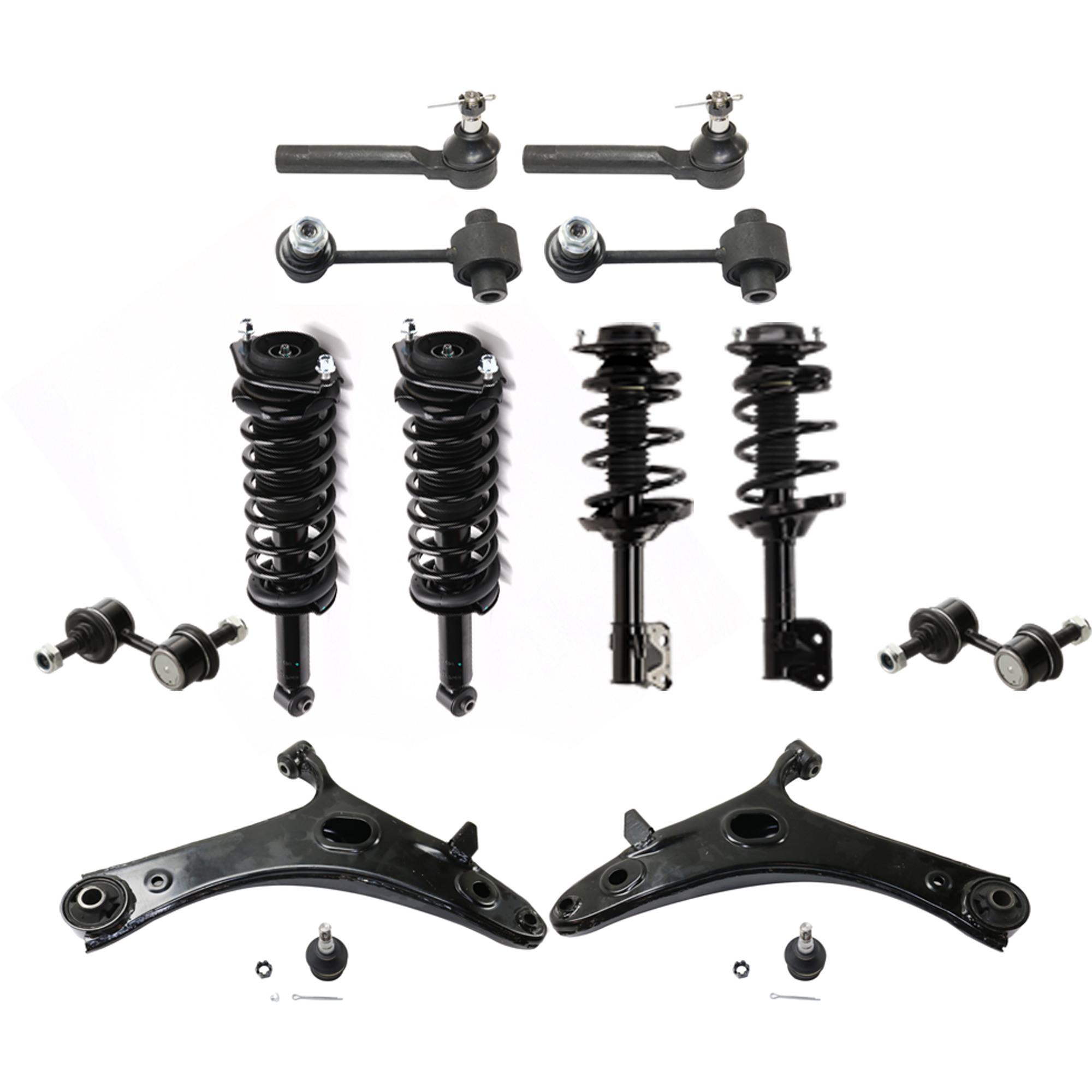 AM FORESTER 09-13 FRONT AND REAR SUSPENSION KIT 12 pc Kit with Control Arm Sway Bar Link and Tie Rod End SKU KIT 122024 C456 OEM 172678-817137-92140374-2701