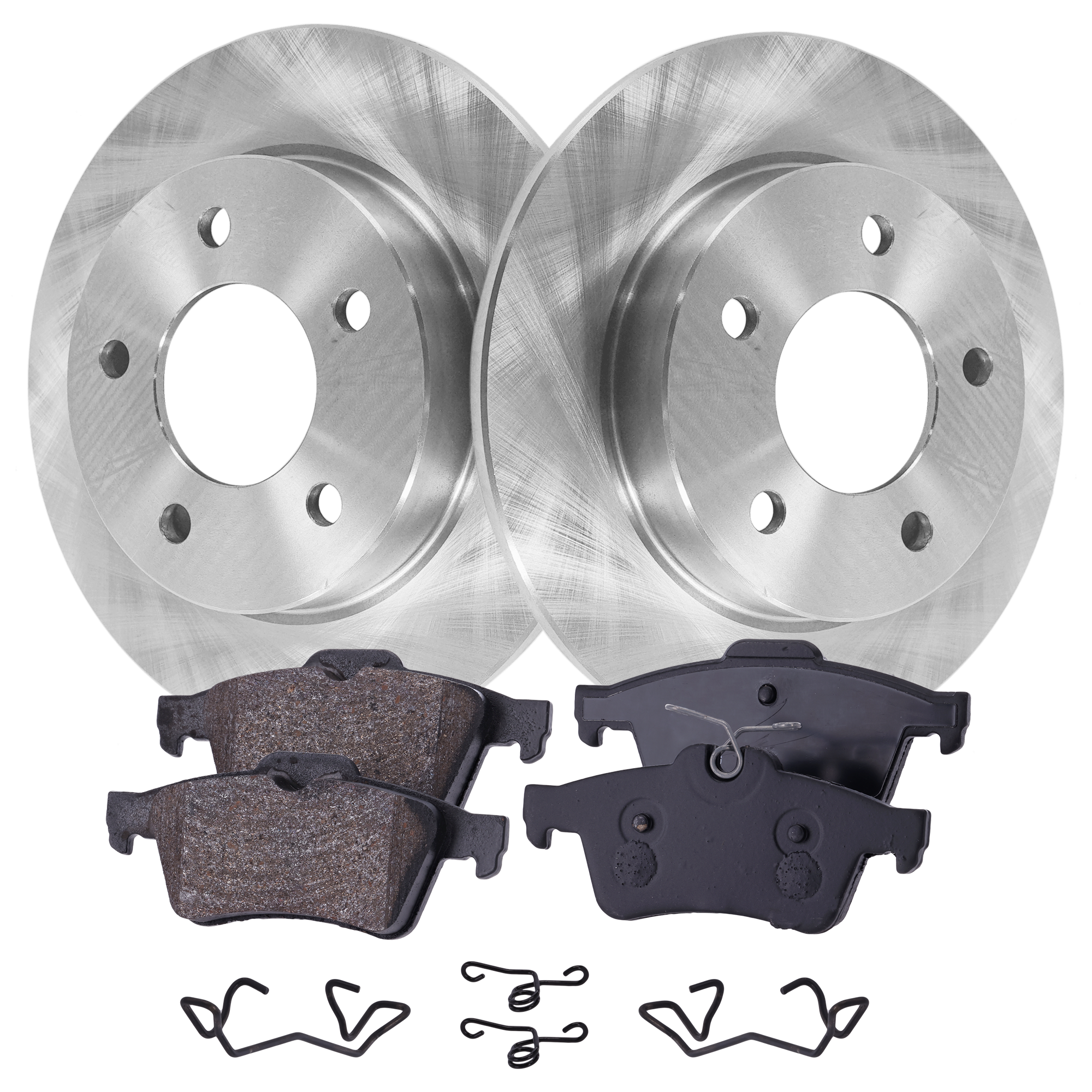 AM MAZDA 3-06-13 REAR BRAKE DISC AND PAD KIT 2 Wheel Set Plain Surface Solid 5 Lugs SKU KIT 122024 C545 OEM 13322091-15271565-1605196-2586